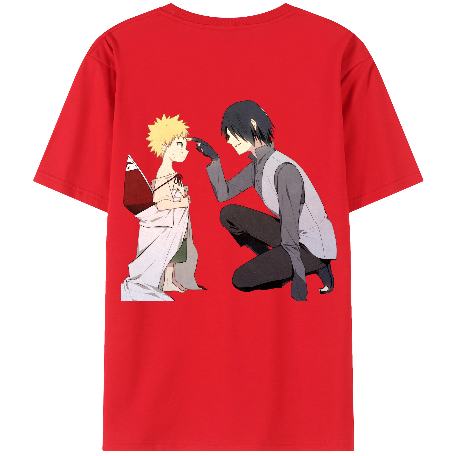 （画像用） NARUTO -ナルト- うちは サスケ Uchiha Sasuke 綿100％ メンズ半袖Tシャツ（バックプリント） 通気性