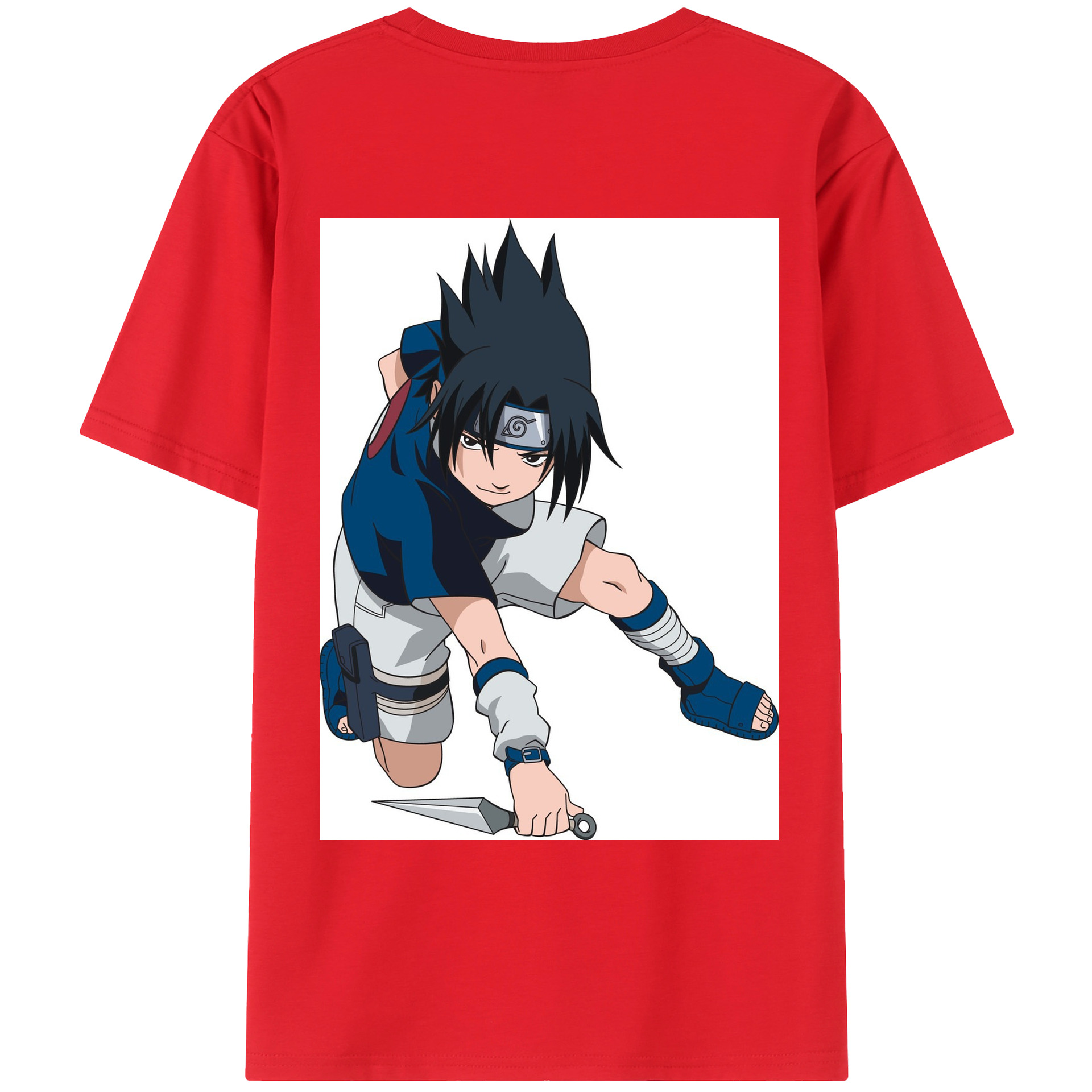 （画像用） NARUTO -ナルト- うちは サスケ Uchiha Sasuke 綿100％ メンズ半袖Tシャツ（バックプリント） 通気性