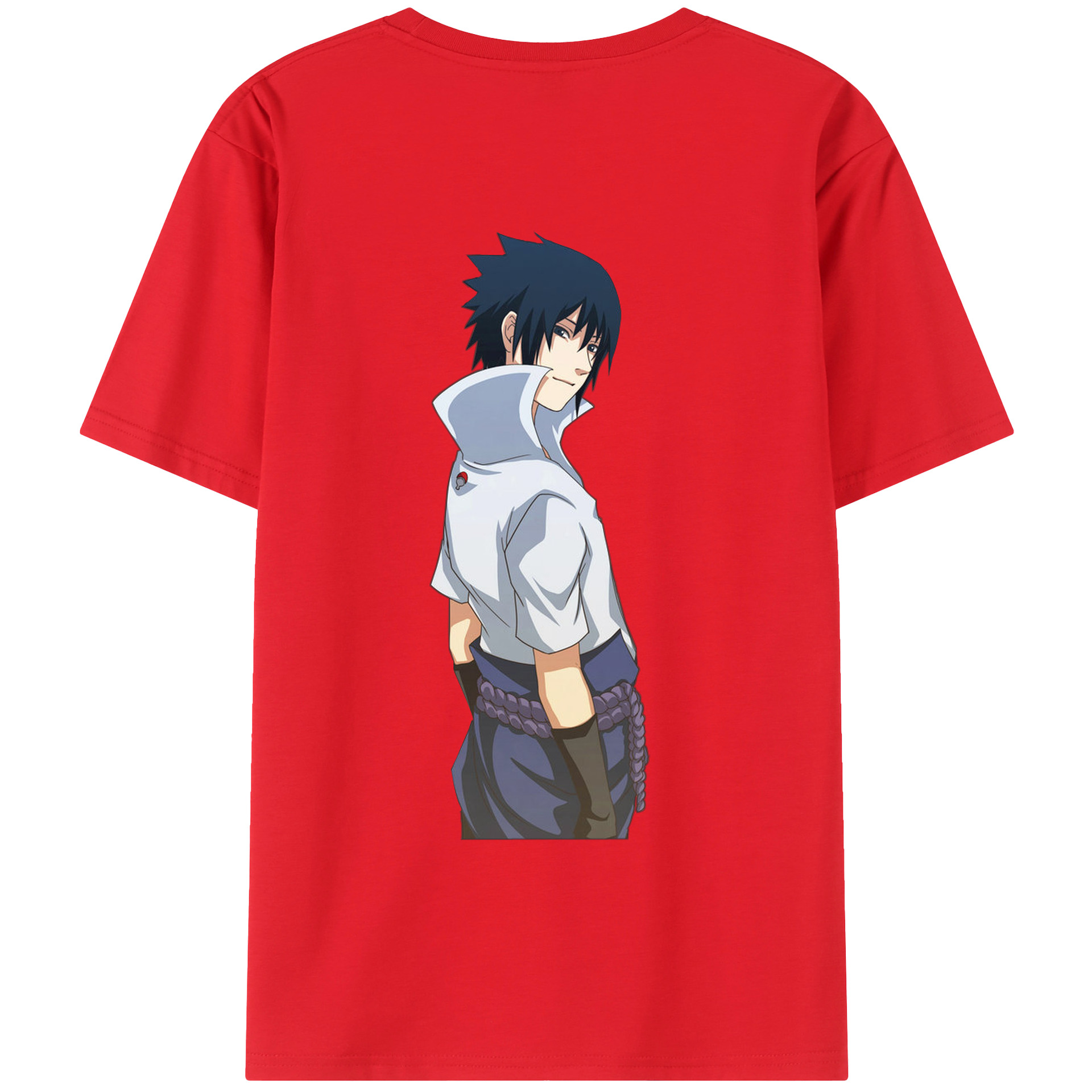 （画像用） NARUTO -ナルト- うちは サスケ Uchiha Sasuke 綿100％ メンズ半袖Tシャツ（バックプリント） 通気性