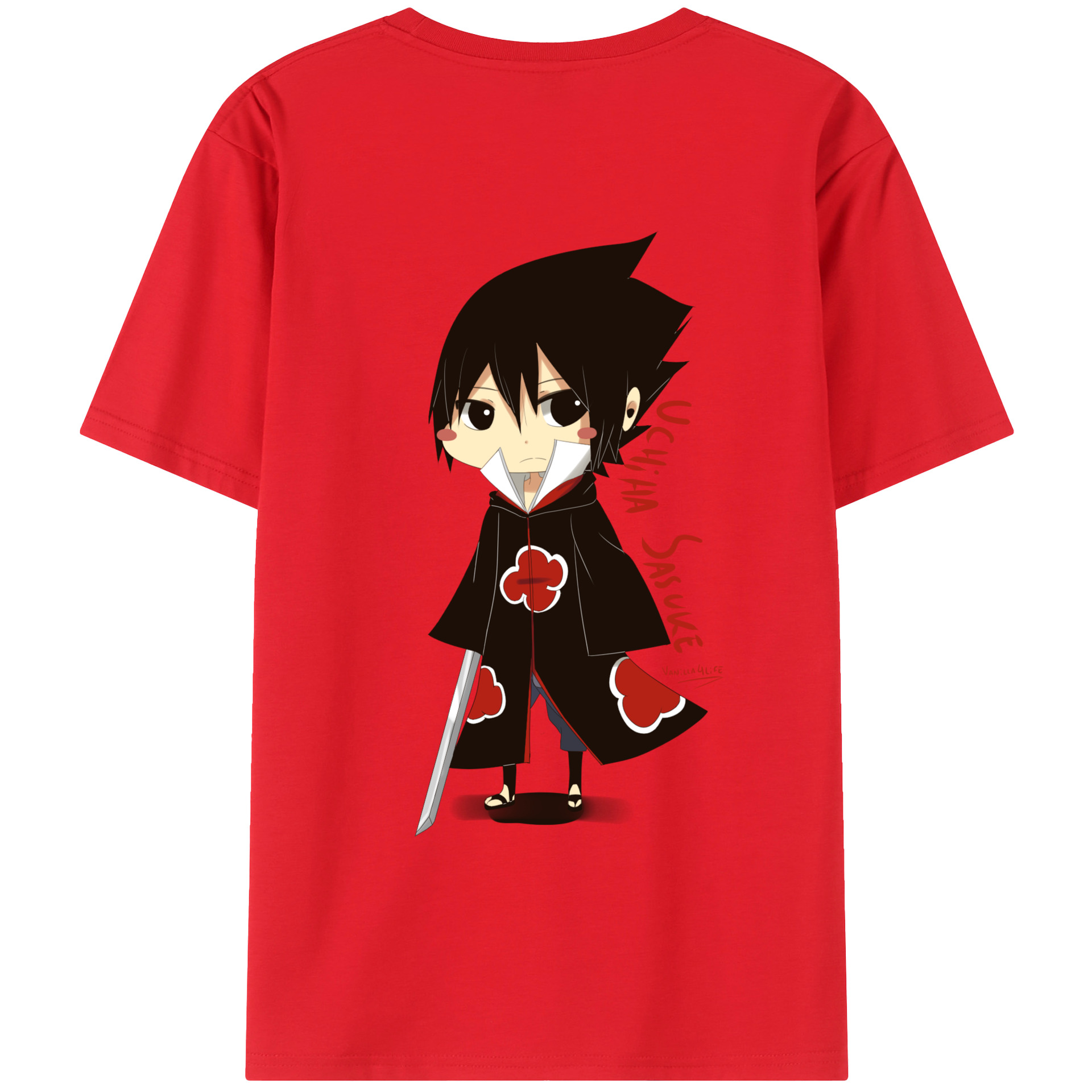 （画像用） NARUTO -ナルト- うちは サスケ Uchiha Sasuke 綿100％ メンズ半袖Tシャツ（バックプリント） 通気性