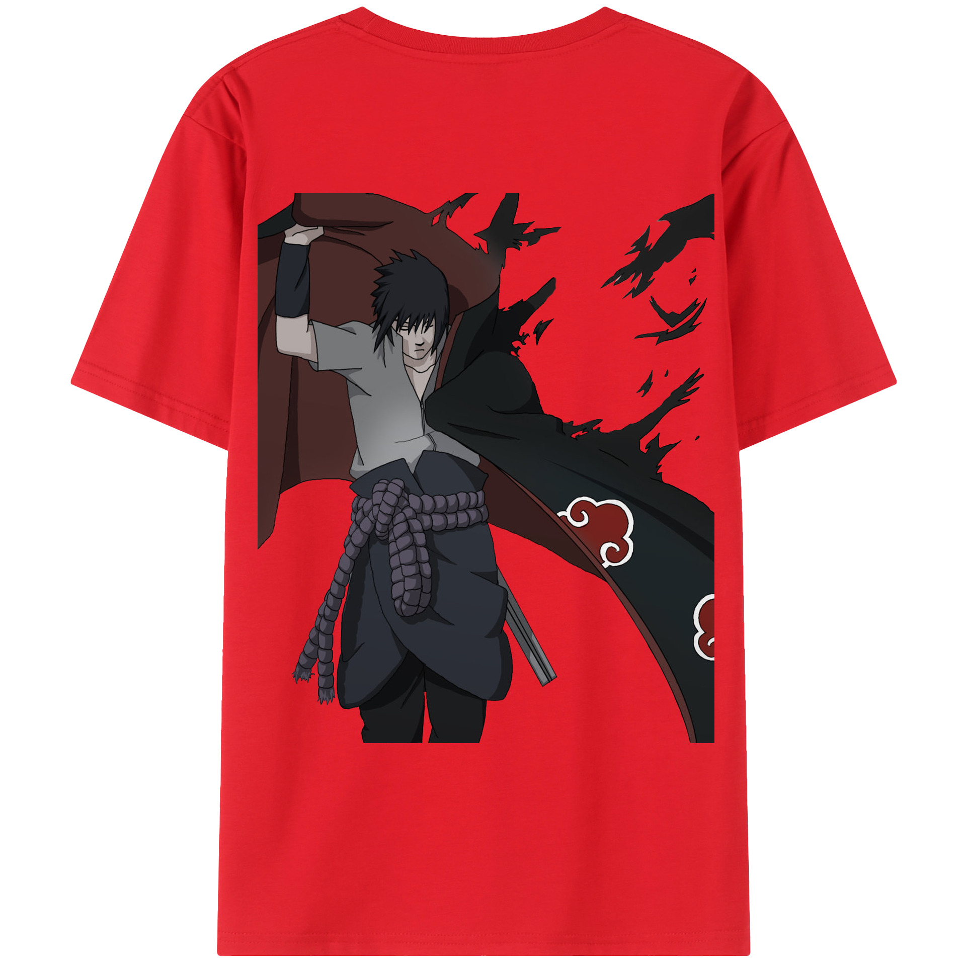 （画像用） NARUTO -ナルト- うちは サスケ Uchiha Sasuke 綿100％ メンズ半袖Tシャツ（バックプリント） 通気性