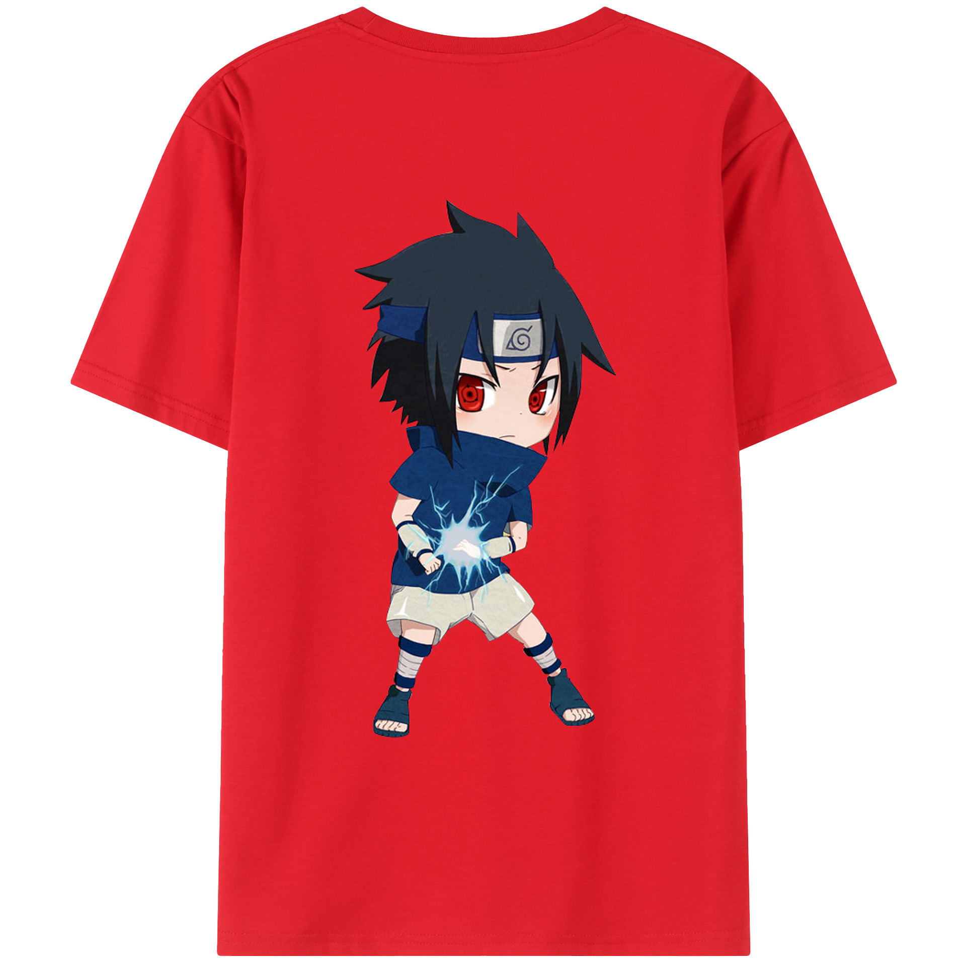 （画像用） NARUTO -ナルト- うちは サスケ Uchiha Sasuke 綿100％ メンズ半袖Tシャツ（バックプリント） 通気性