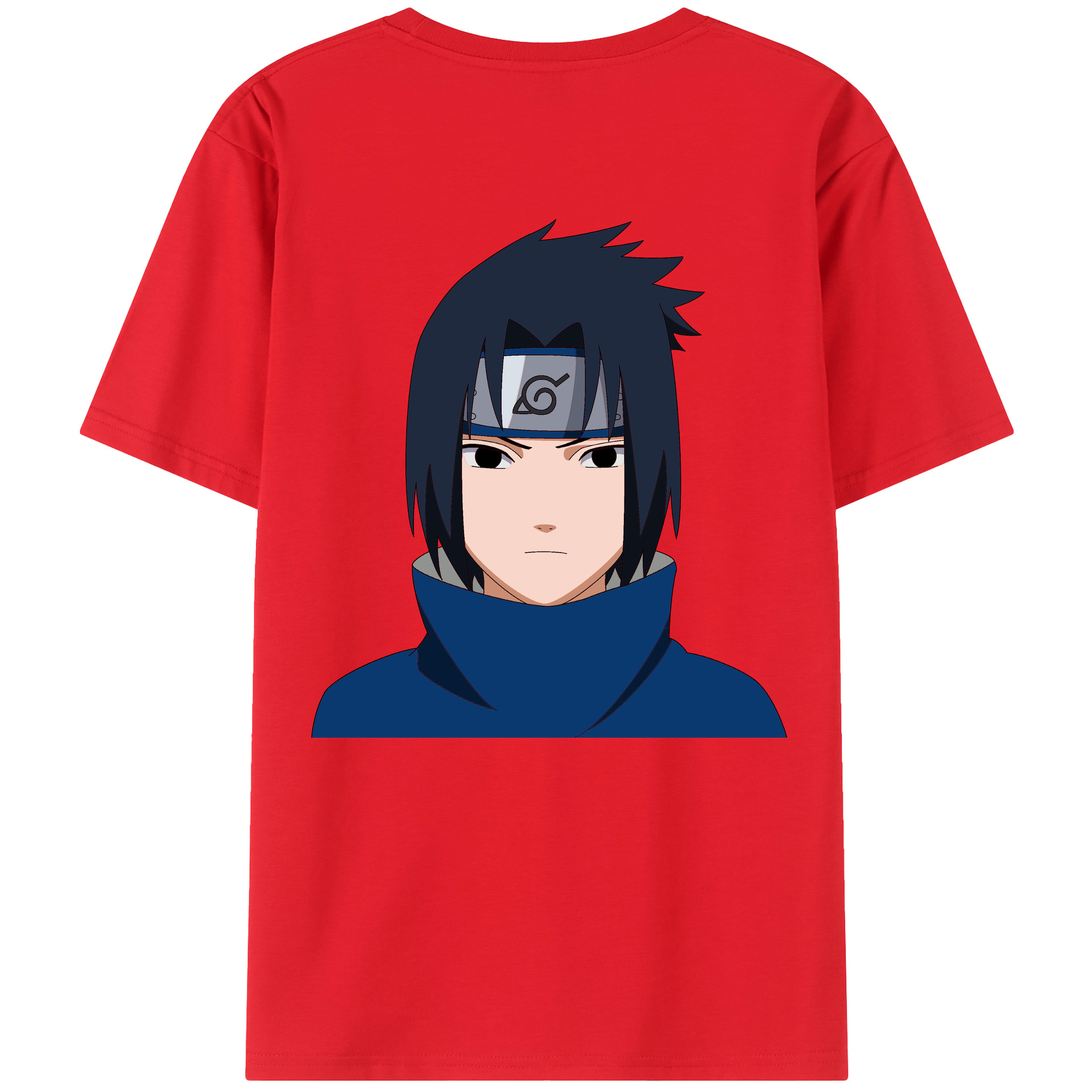 （画像用） NARUTO -ナルト- うちは サスケ Uchiha Sasuke 綿100％ メンズ半袖Tシャツ（バックプリント） 通気性