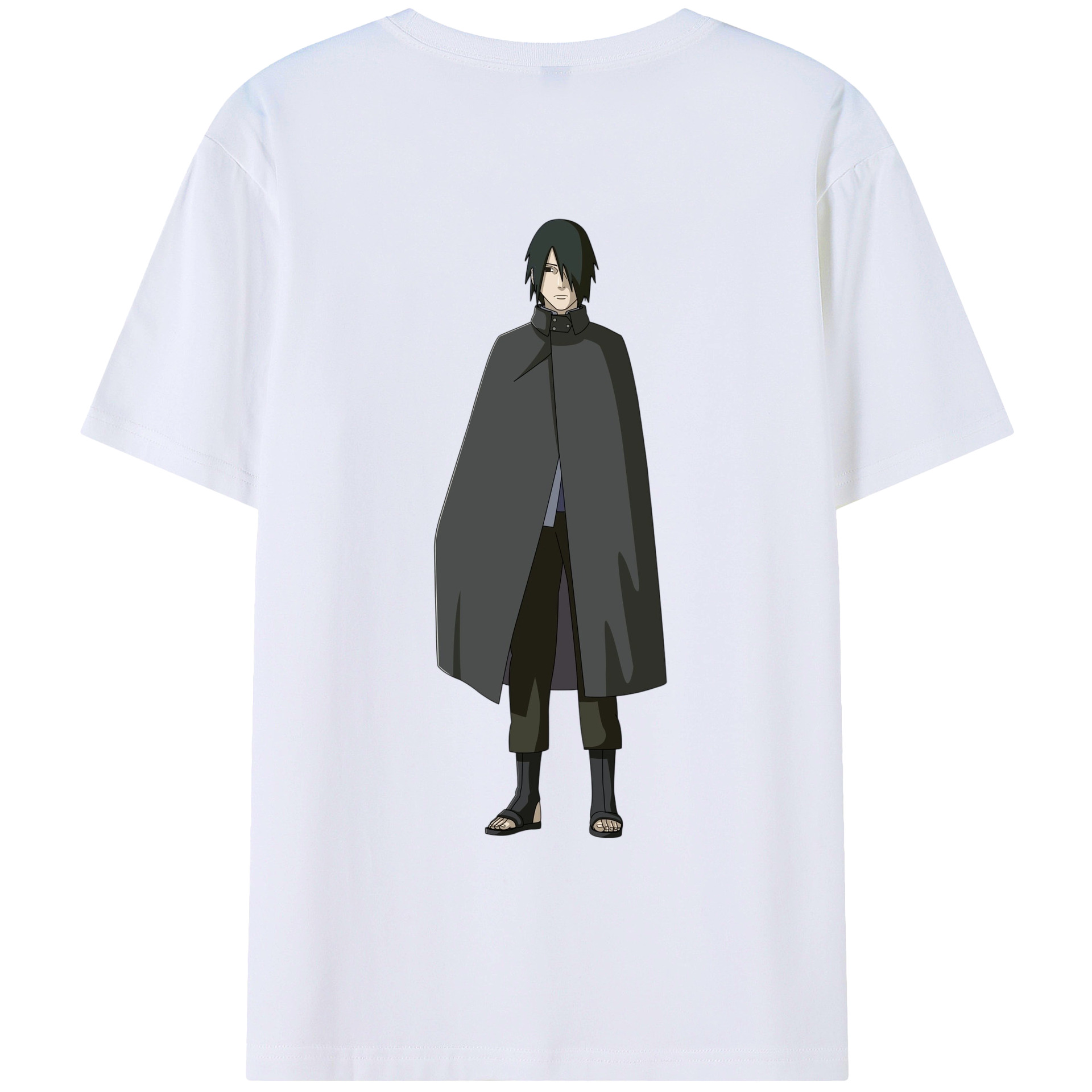 （画像用） NARUTO -ナルト- うちは サスケ Uchiha Sasuke 綿100％ メンズ半袖Tシャツ（バックプリント） 通気性