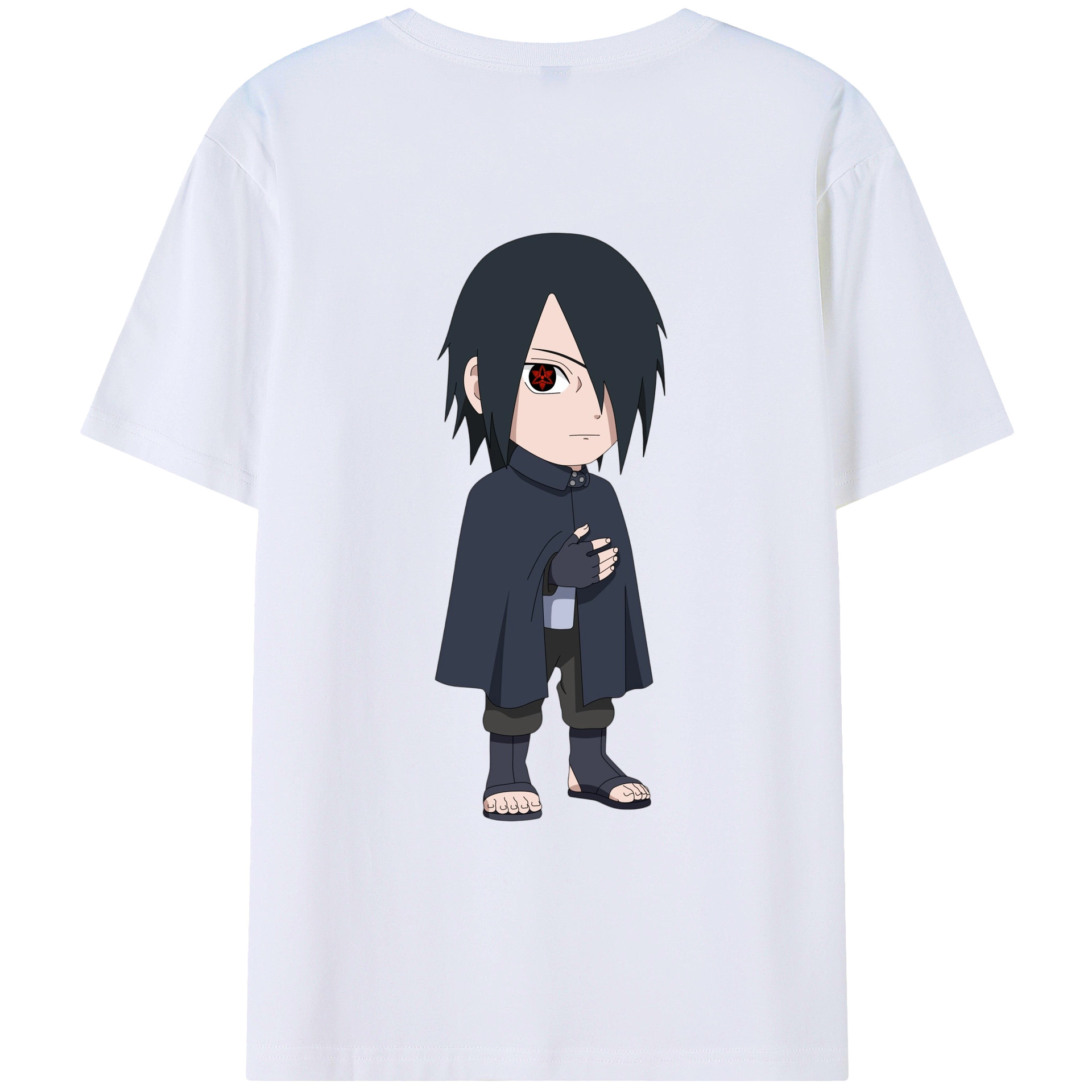 （画像用） NARUTO -ナルト- うちは サスケ Uchiha Sasuke 綿100％ メンズ半袖Tシャツ（バックプリント） 通気性