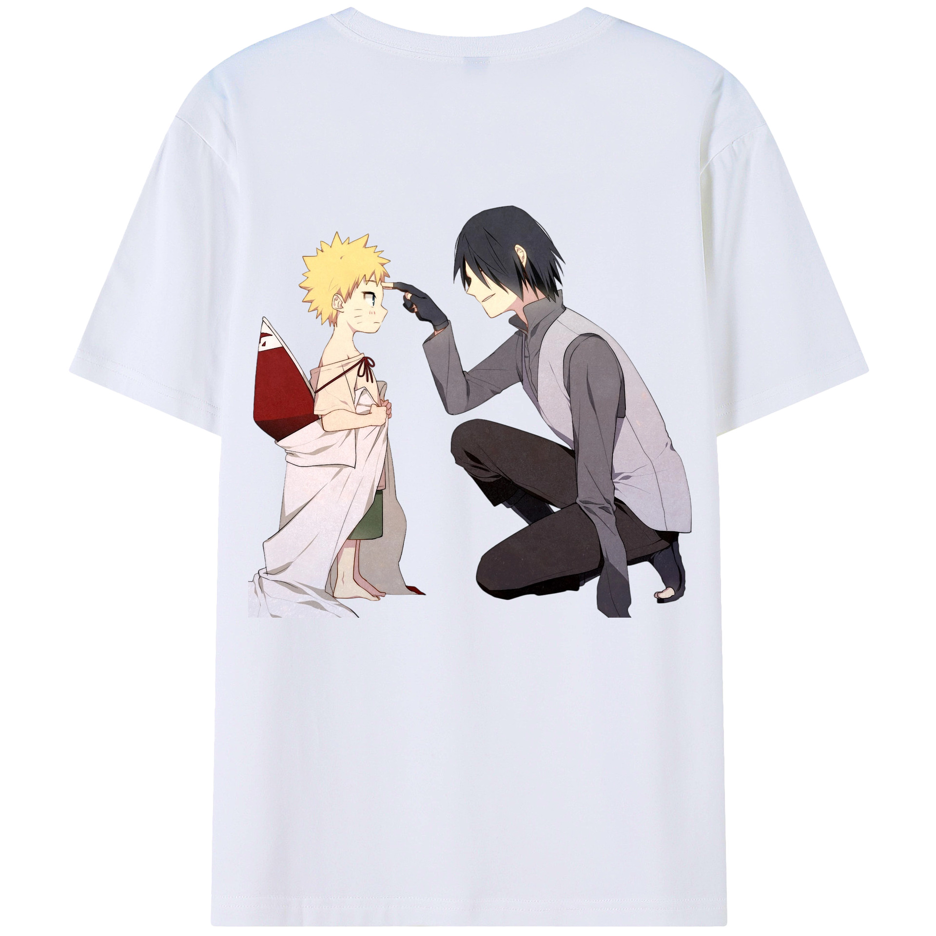 （画像用） NARUTO -ナルト- うちは サスケ Uchiha Sasuke 綿100％ メンズ半袖Tシャツ（バックプリント） 通気性