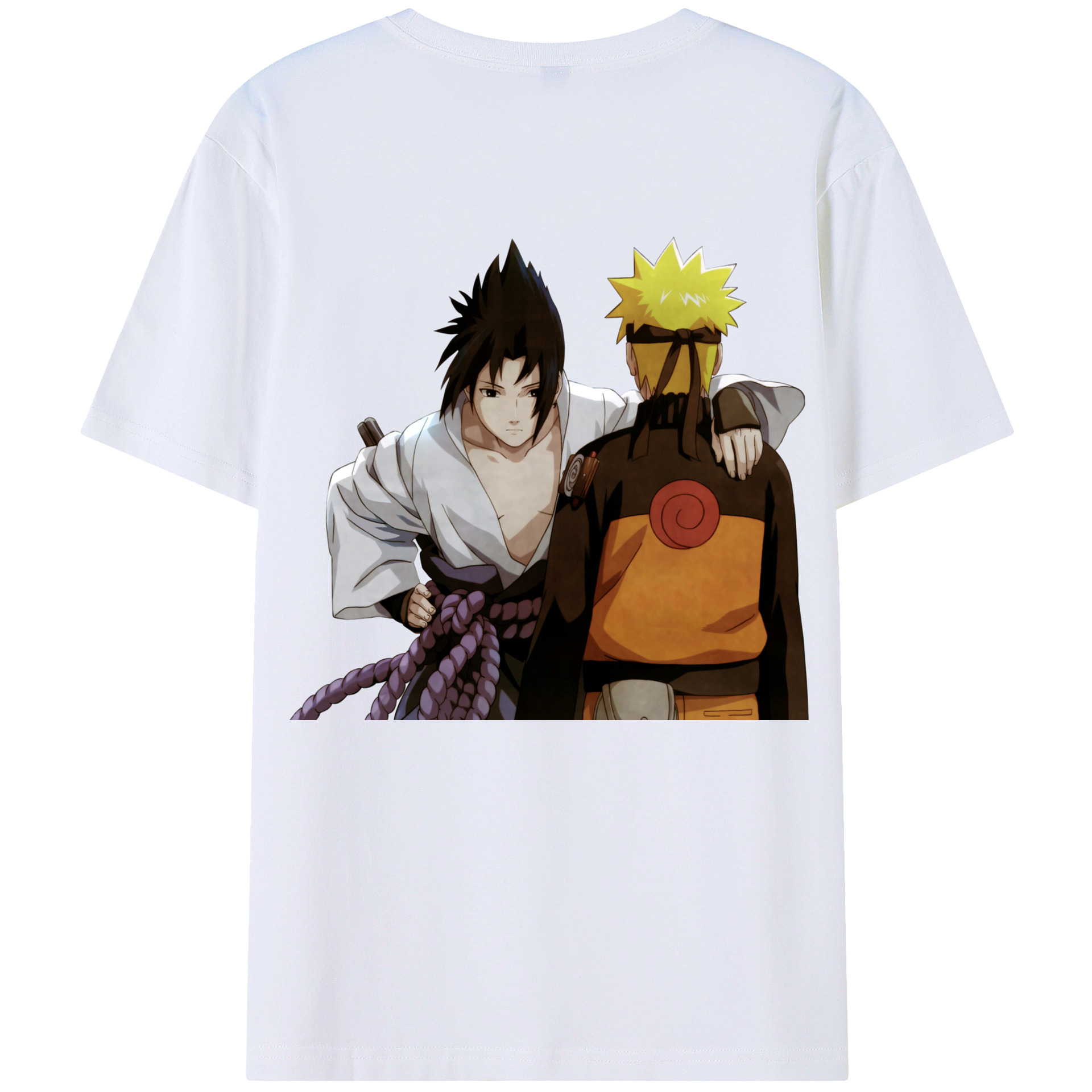 （画像用） NARUTO -ナルト- うちは サスケ Uchiha Sasuke 綿100％ メンズ半袖Tシャツ（バックプリント） 通気性