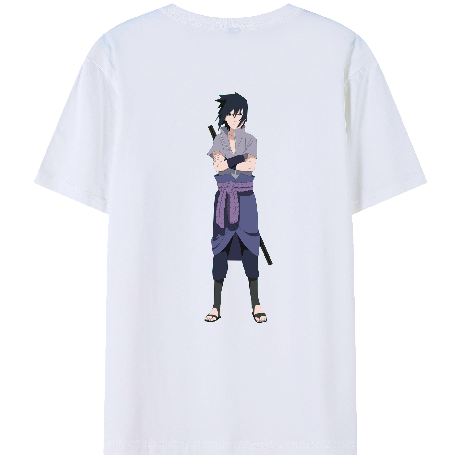 （画像用） NARUTO -ナルト- うちは サスケ Uchiha Sasuke 綿100％ メンズ半袖Tシャツ（バックプリント） 通気性
