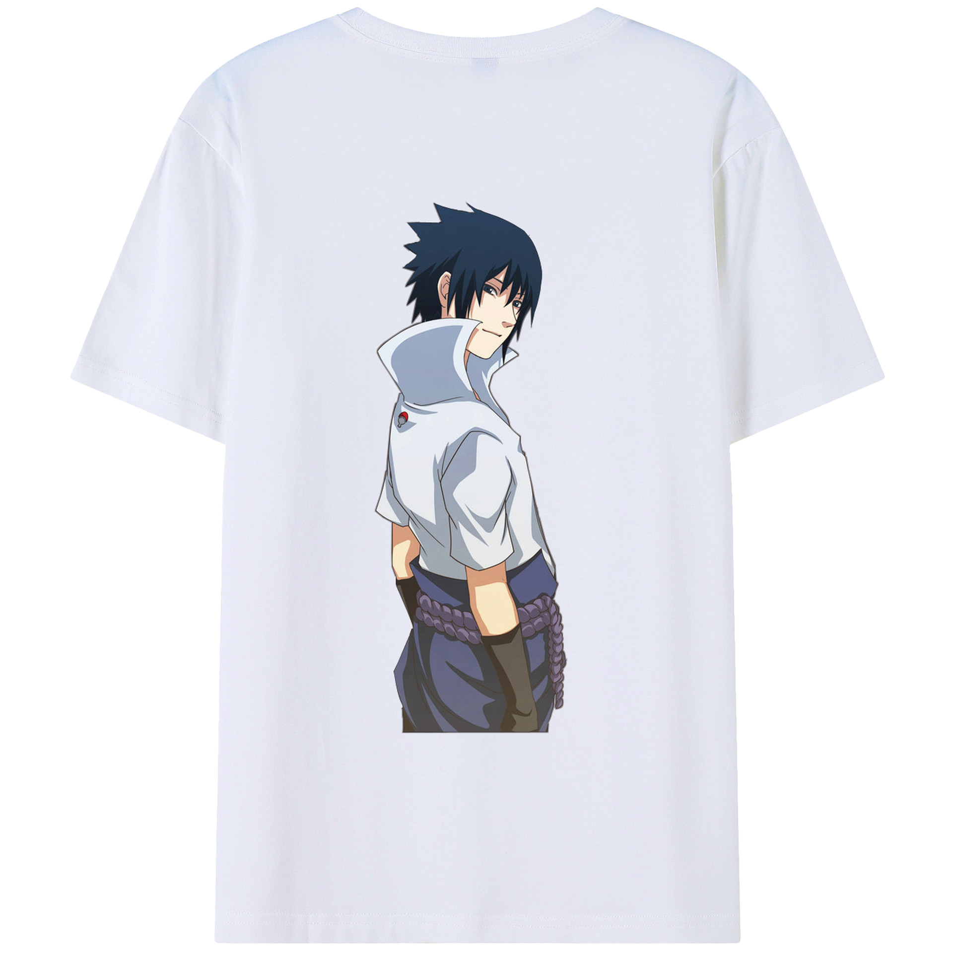 （画像用） NARUTO -ナルト- うちは サスケ Uchiha Sasuke 綿100％ メンズ半袖Tシャツ（バックプリント） 通気性