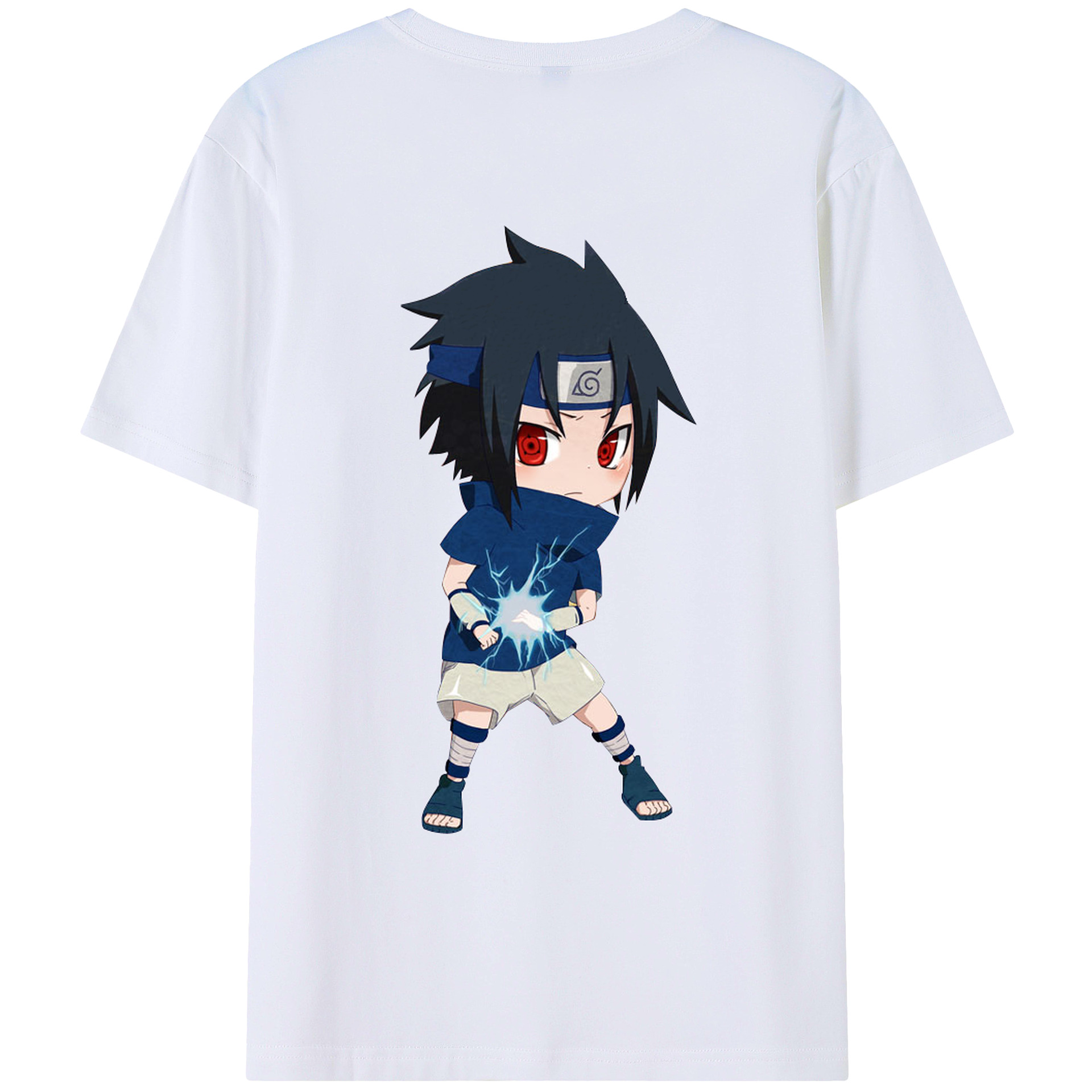（画像用） NARUTO -ナルト- うちは サスケ Uchiha Sasuke 綿100％ メンズ半袖Tシャツ（バックプリント） 通気性