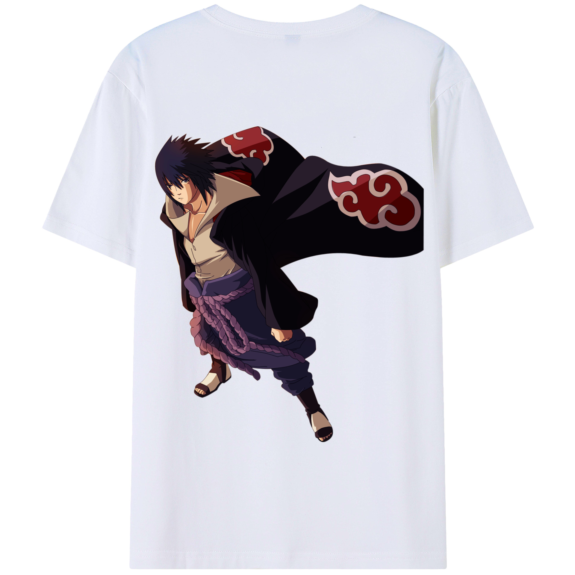 （画像用） NARUTO -ナルト- うちは サスケ Uchiha Sasuke 綿100％ メンズ半袖Tシャツ（バックプリント） 通気性