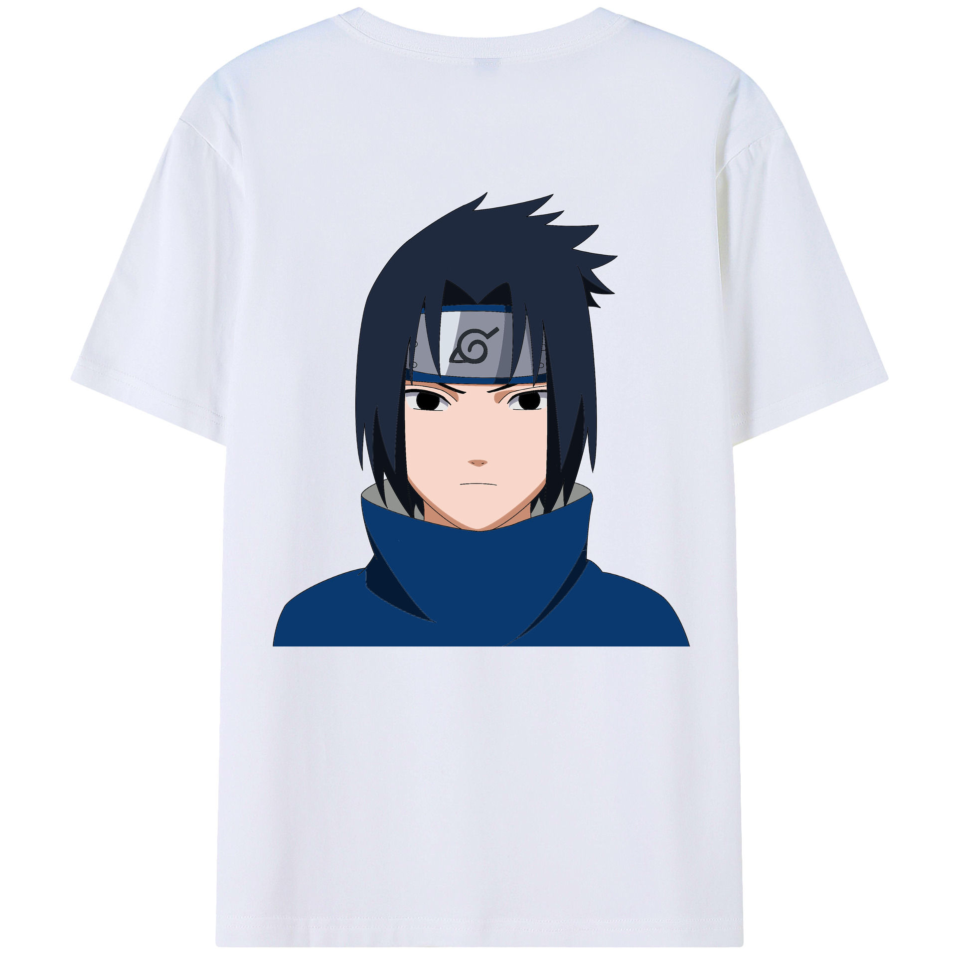 （画像用） NARUTO -ナルト- うちは サスケ Uchiha Sasuke 綿100％ メンズ半袖Tシャツ（バックプリント） 通気性