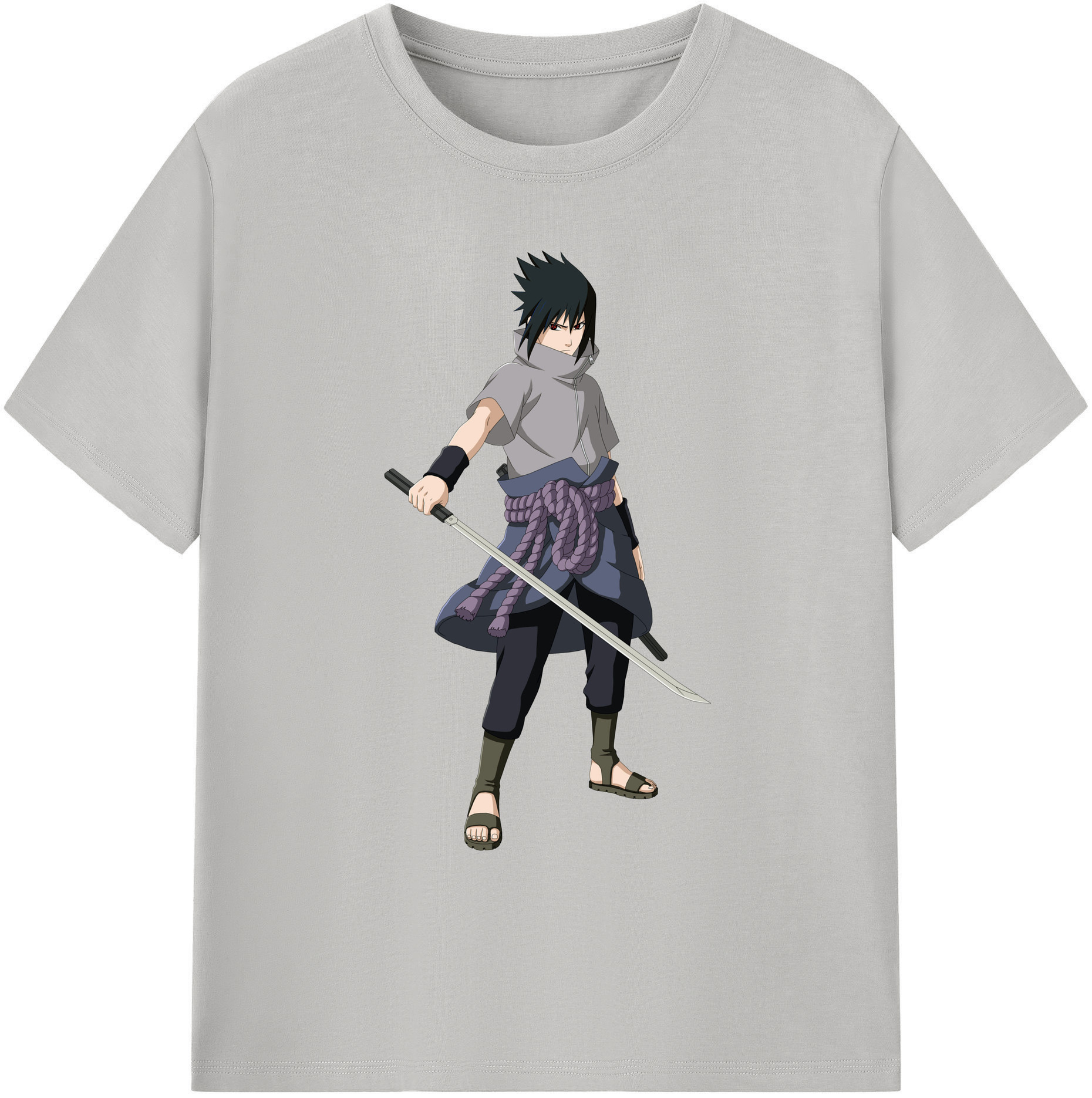 （画像用） NARUTO -ナルト- うちは サスケ Uchiha Sasuke 綿100％ メンズ半袖Tシャツ｜肌触りやわらか＆通気性