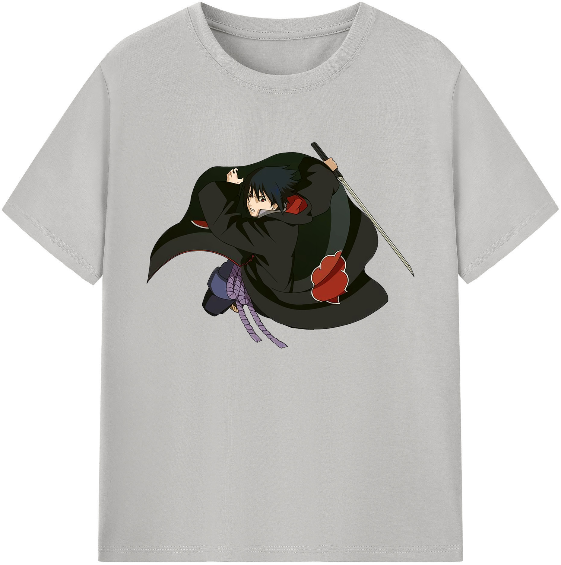 （画像用） NARUTO -ナルト- うちは サスケ Uchiha Sasuke 綿100％ メンズ半袖Tシャツ｜肌触りやわらか＆通気性