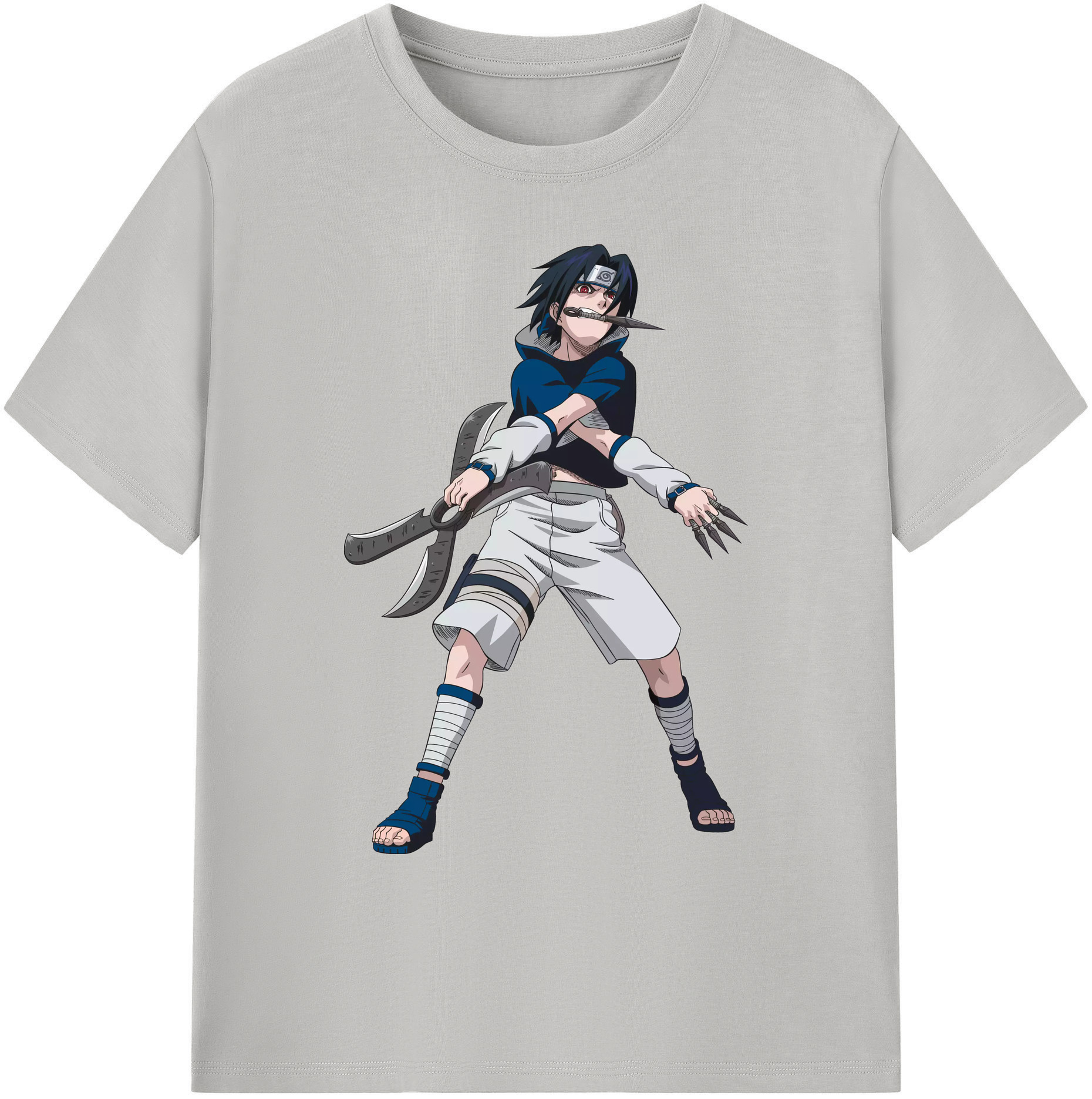 （画像用） NARUTO -ナルト- うちは サスケ Uchiha Sasuke 綿100％ メンズ半袖Tシャツ｜肌触りやわらか＆通気性