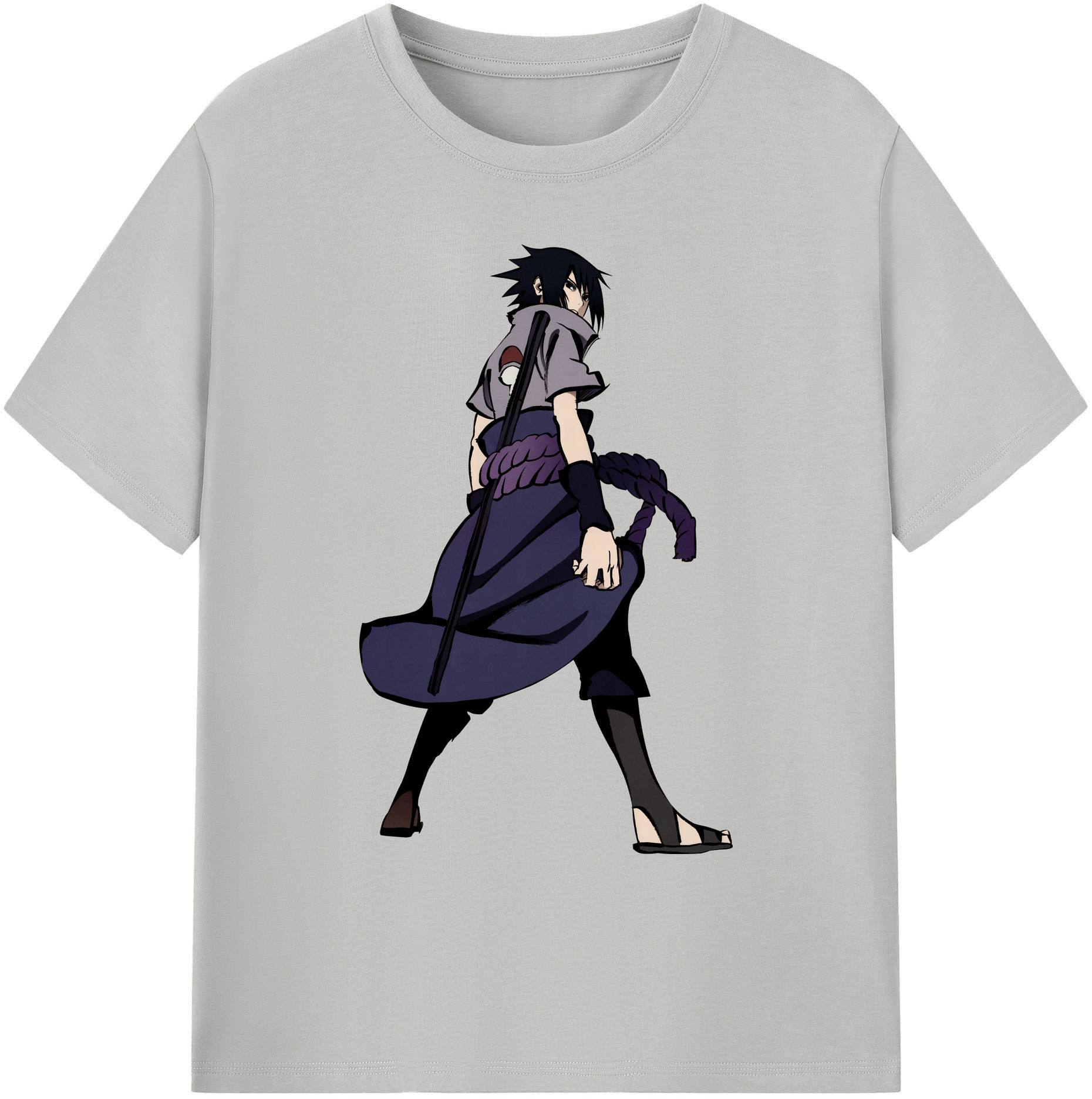 （画像用） NARUTO -ナルト- うちは サスケ Uchiha Sasuke 綿100％ メンズ半袖Tシャツ｜肌触りやわらか＆通気性