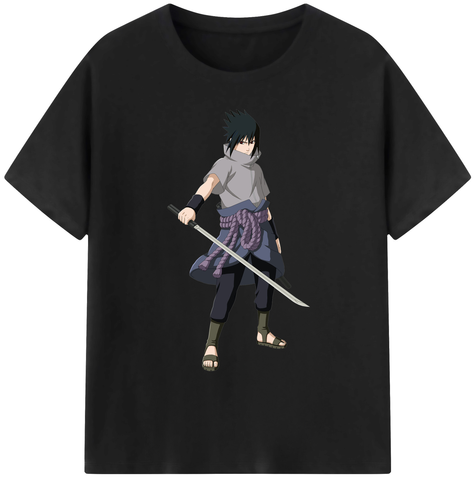 （画像用） NARUTO -ナルト- うちは サスケ Uchiha Sasuke 綿100％ メンズ半袖Tシャツ｜肌触りやわらか＆通気性