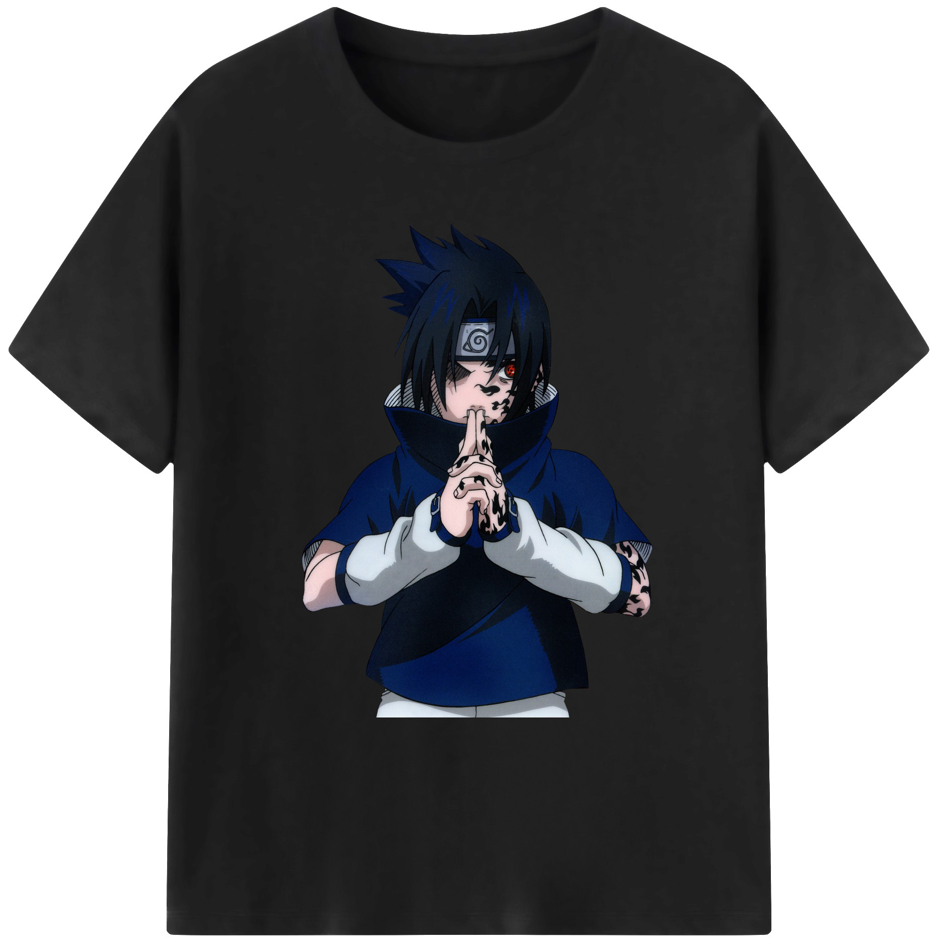 （画像用） NARUTO -ナルト- うちは サスケ Uchiha Sasuke 綿100％ メンズ半袖Tシャツ｜肌触りやわらか＆通気性