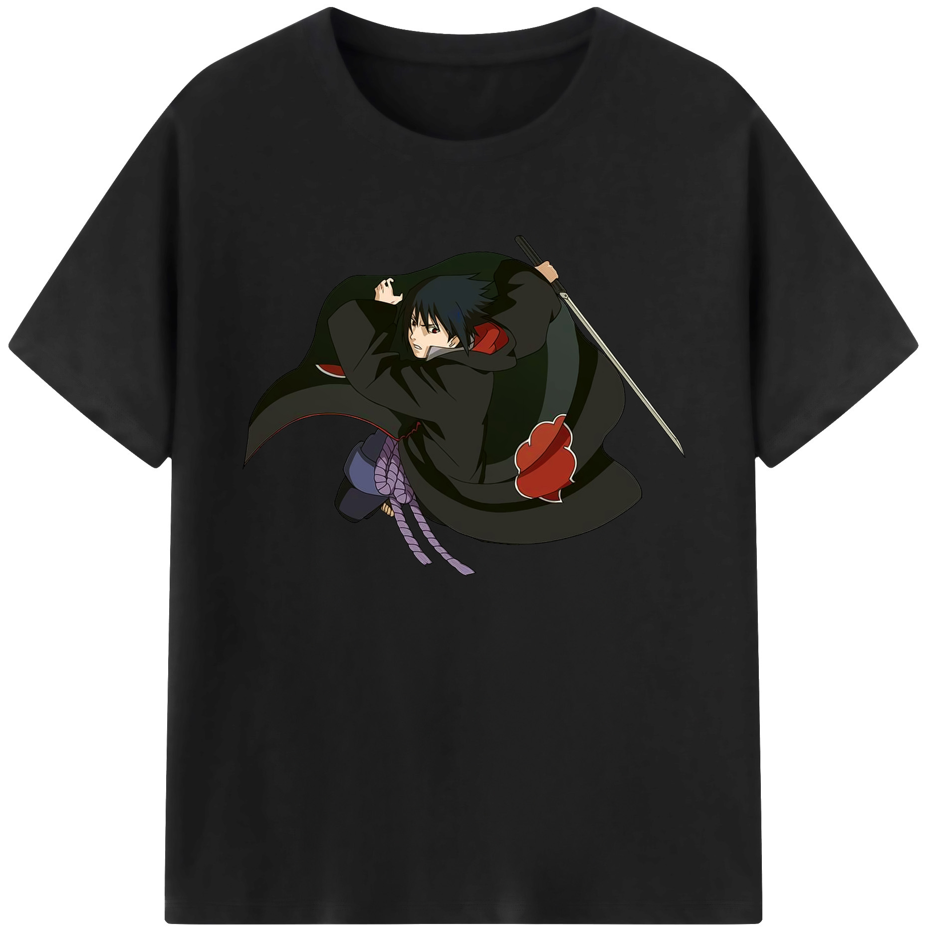 （画像用） NARUTO -ナルト- うちは サスケ Uchiha Sasuke 綿100％ メンズ半袖Tシャツ｜肌触りやわらか＆通気性