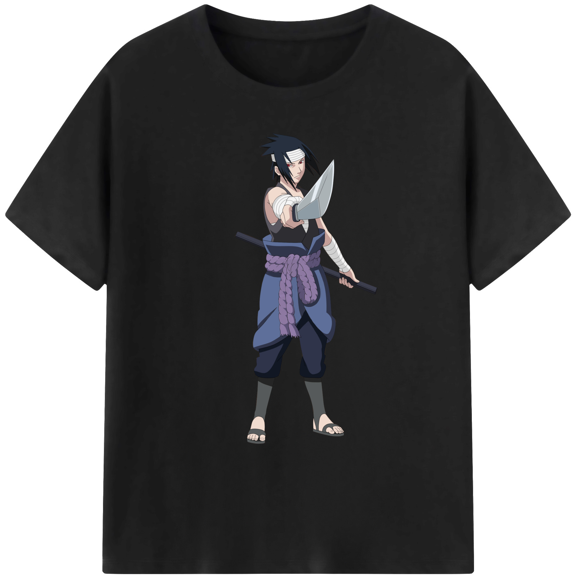 （画像用） NARUTO -ナルト- うちは サスケ Uchiha Sasuke 綿100％ メンズ半袖Tシャツ｜肌触りやわらか＆通気性