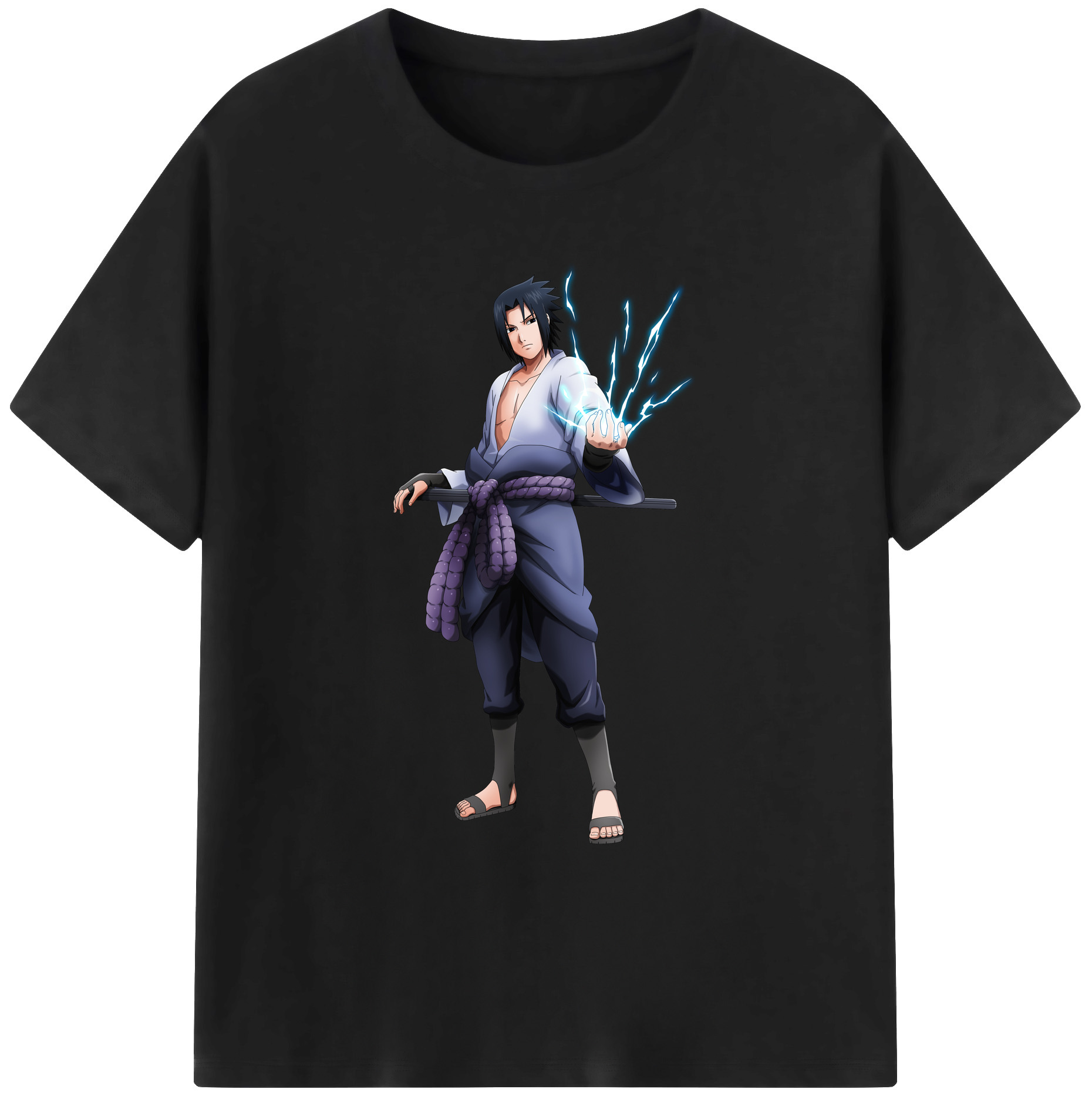 （画像用） NARUTO -ナルト- うちは サスケ Uchiha Sasuke 綿100％ メンズ半袖Tシャツ｜肌触りやわらか＆通気性