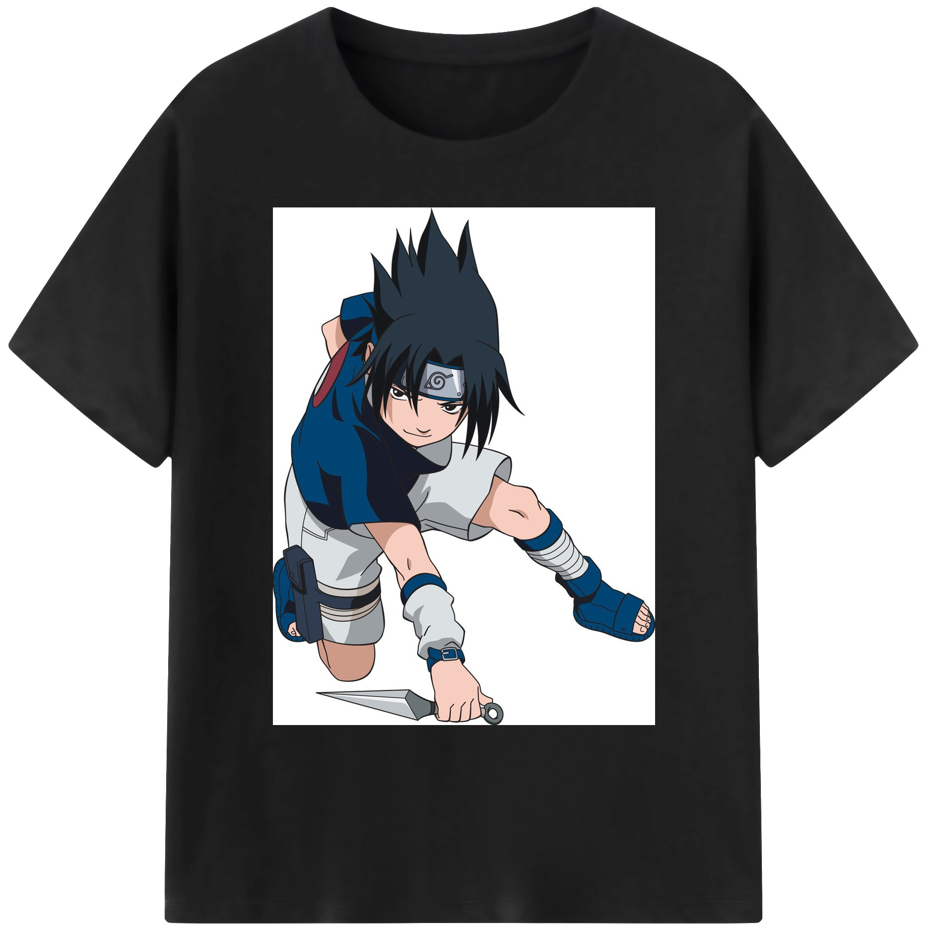 NARUTO -ナルト- うちは サスケ Uchiha Sasuke 綿100％ メンズ半袖Tシャツ｜肌触りやわらか＆通気性