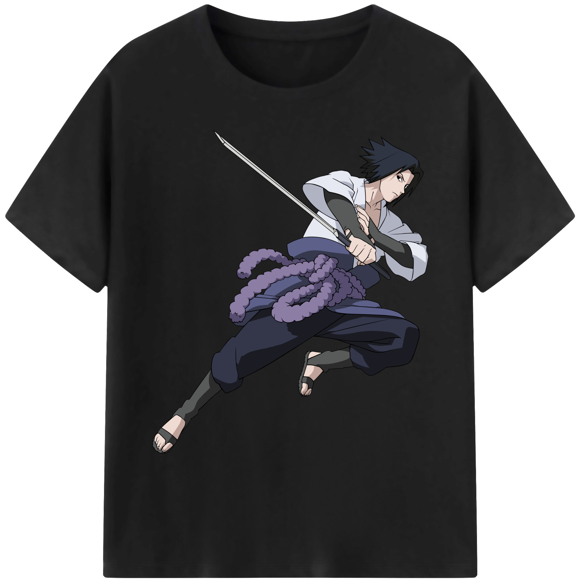 （画像用） NARUTO -ナルト- うちは サスケ Uchiha Sasuke 綿100％ メンズ半袖Tシャツ｜肌触りやわらか＆通気性