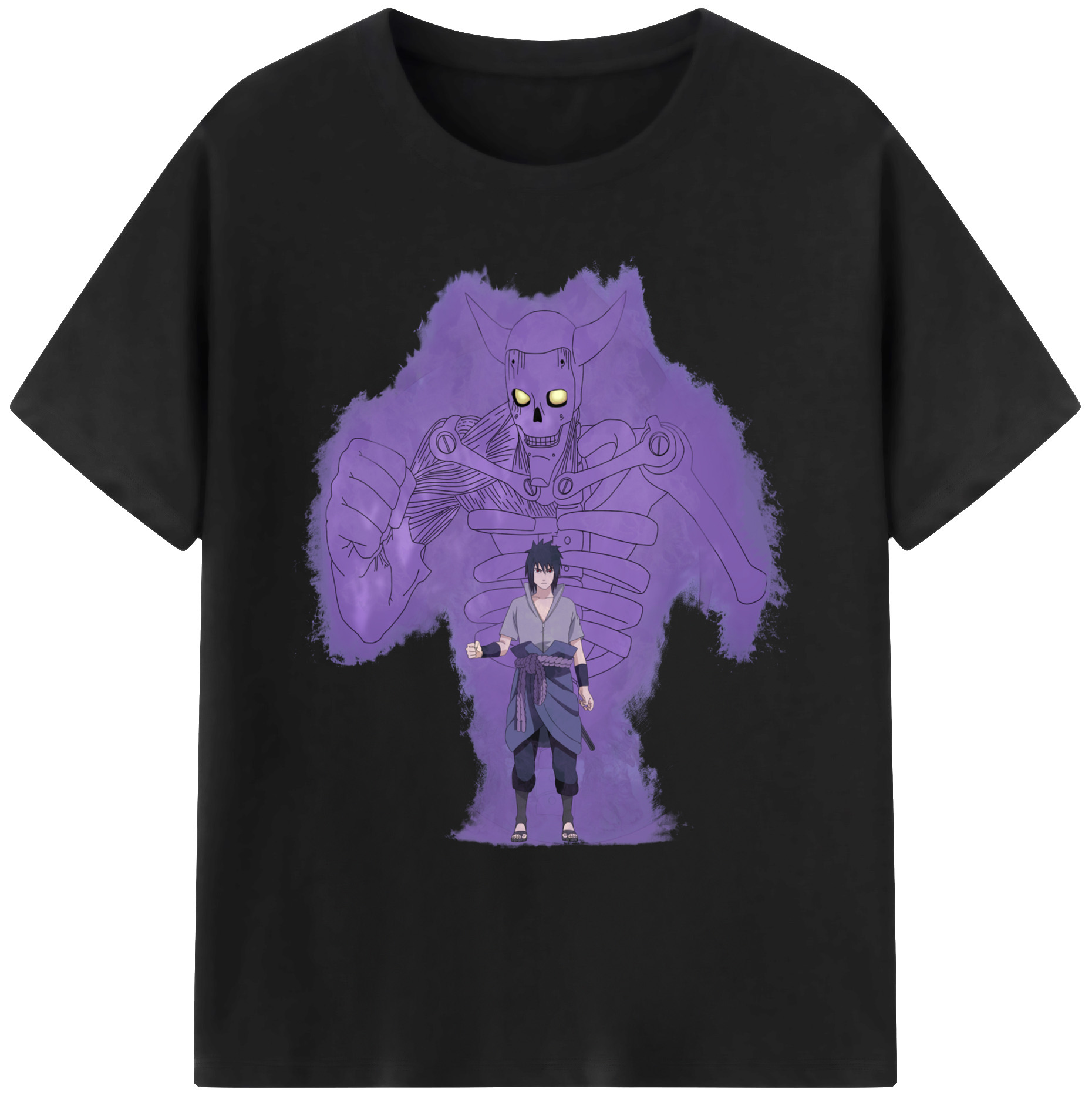 （画像用） NARUTO -ナルト- うちは サスケ Uchiha Sasuke 綿100％ メンズ半袖Tシャツ｜肌触りやわらか＆通気性