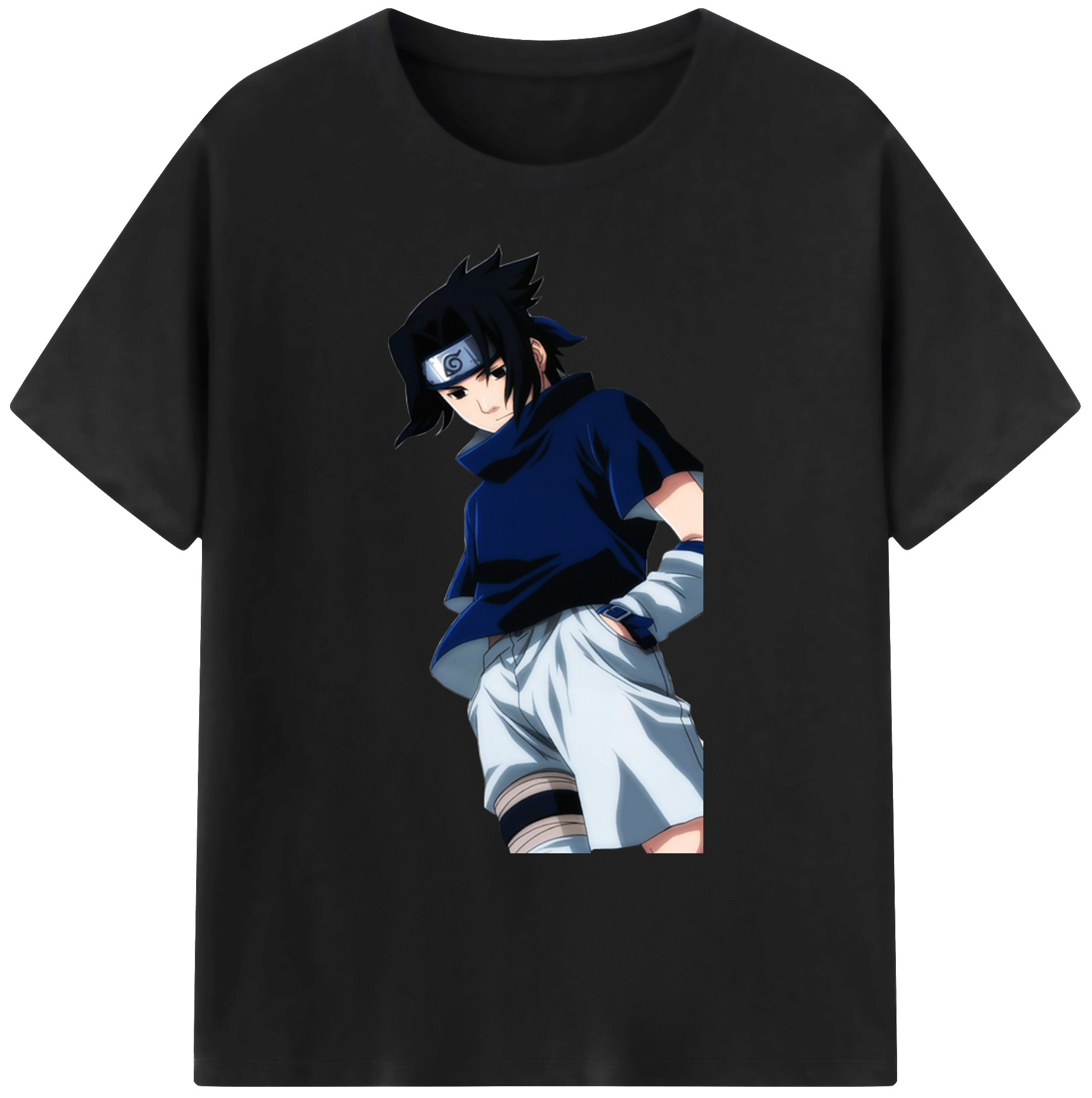 （画像用） NARUTO -ナルト- うちは サスケ Uchiha Sasuke 綿100％ メンズ半袖Tシャツ｜肌触りやわらか＆通気性