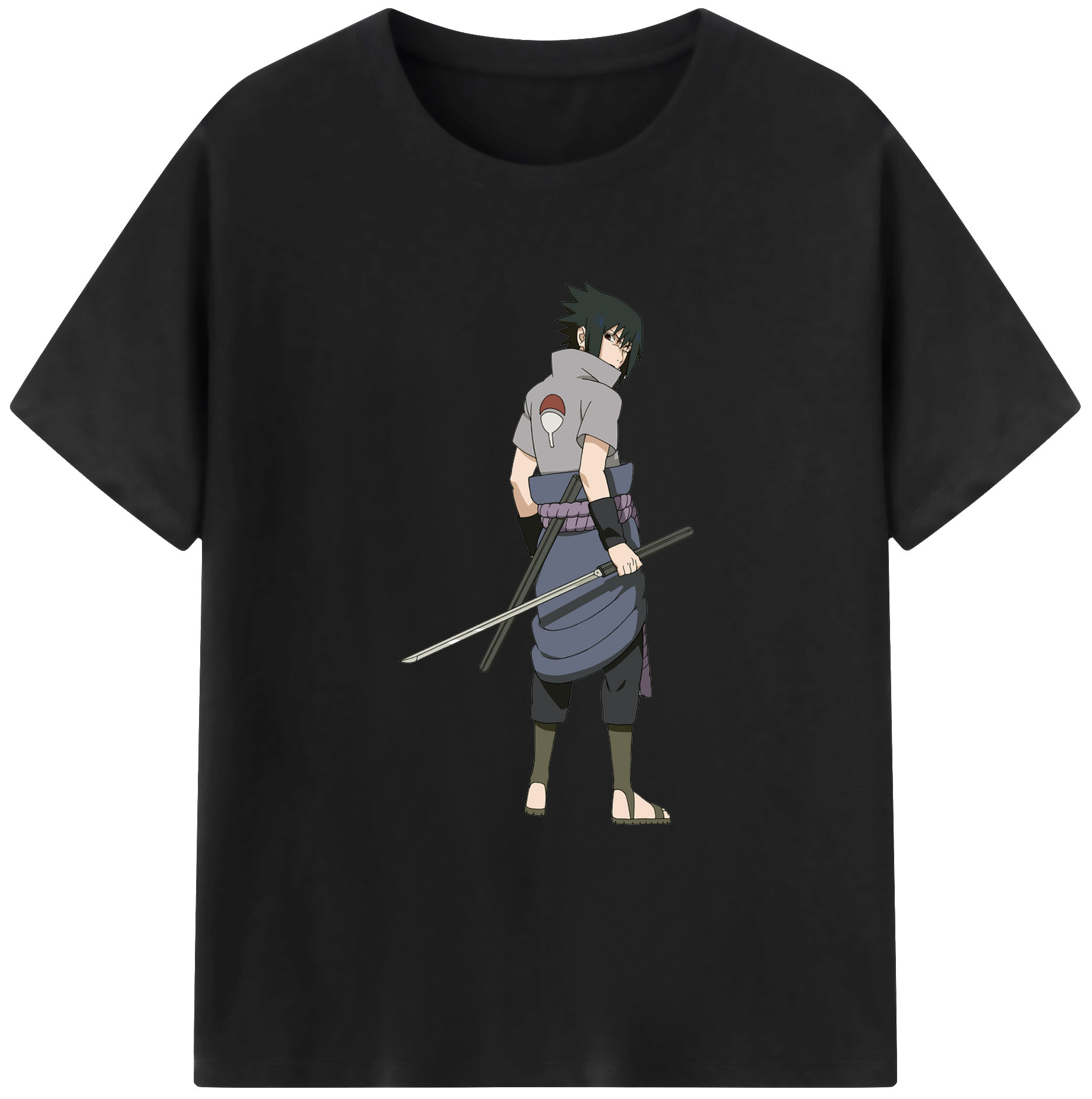 （画像用） NARUTO -ナルト- うちは サスケ Uchiha Sasuke 綿100％ メンズ半袖Tシャツ｜肌触りやわらか＆通気性