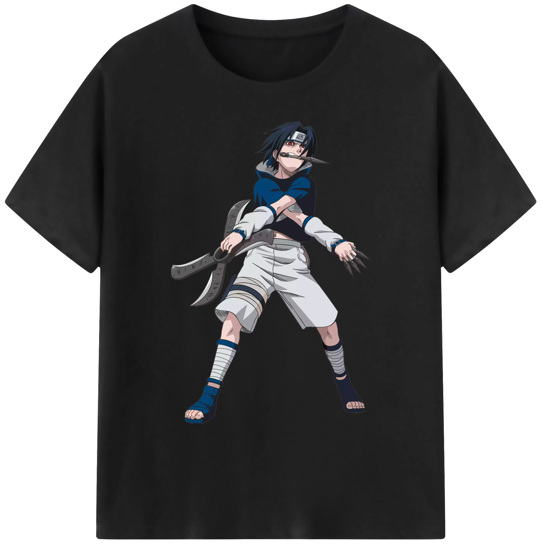 （画像用） NARUTO -ナルト- うちは サスケ Uchiha Sasuke 綿100％ メンズ半袖Tシャツ｜肌触りやわらか＆通気性