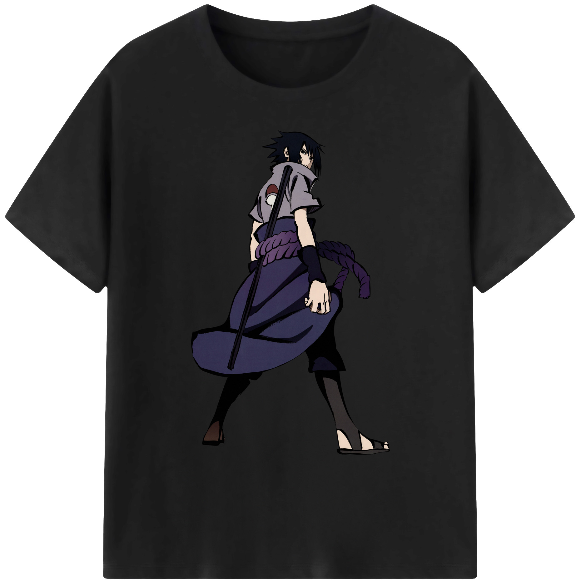 （画像用） NARUTO -ナルト- うちは サスケ Uchiha Sasuke 綿100％ メンズ半袖Tシャツ｜肌触りやわらか＆通気性