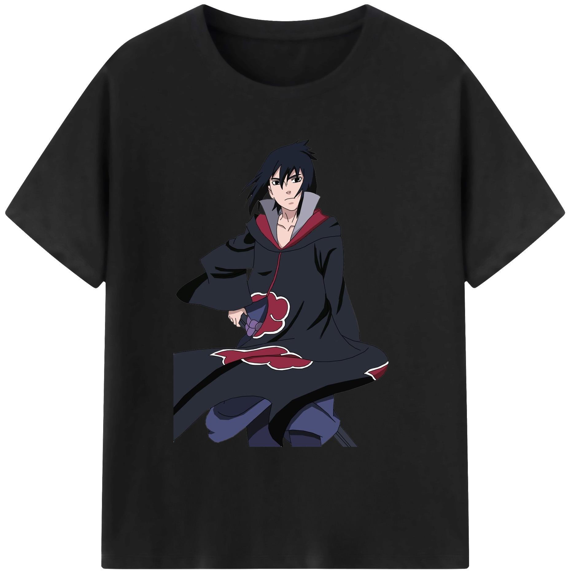 （画像用） NARUTO -ナルト- うちは サスケ Uchiha Sasuke 綿100％ メンズ半袖Tシャツ｜肌触りやわらか＆通気性