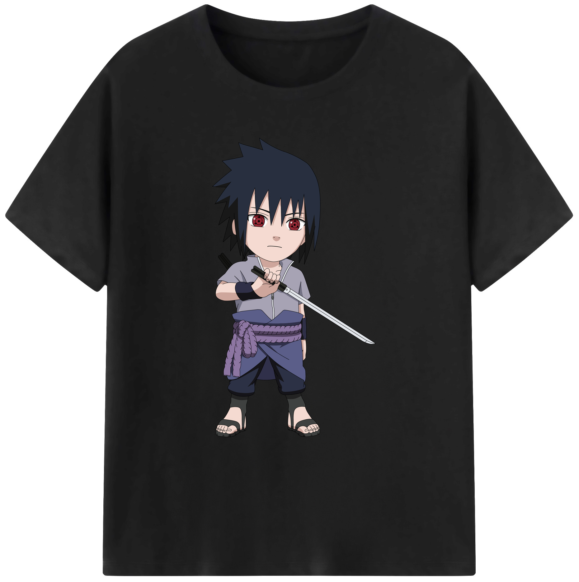 （画像用） NARUTO -ナルト- うちは サスケ Uchiha Sasuke 綿100％ メンズ半袖Tシャツ｜肌触りやわらか＆通気性