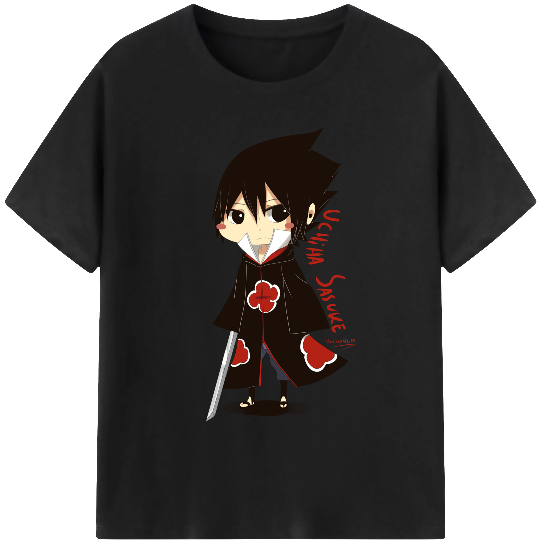 （画像用） NARUTO -ナルト- うちは サスケ Uchiha Sasuke 綿100％ メンズ半袖Tシャツ｜肌触りやわらか＆通気性