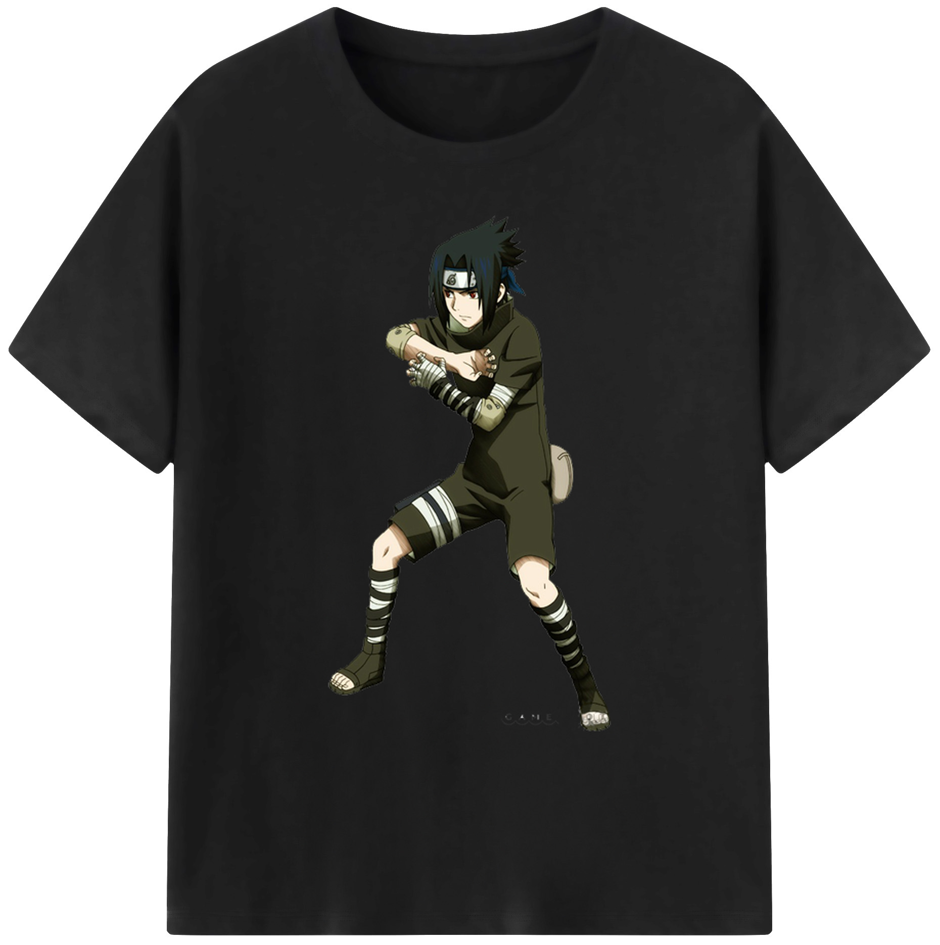 （画像用） NARUTO -ナルト- うちは サスケ Uchiha Sasuke 綿100％ メンズ半袖Tシャツ｜肌触りやわらか＆通気性