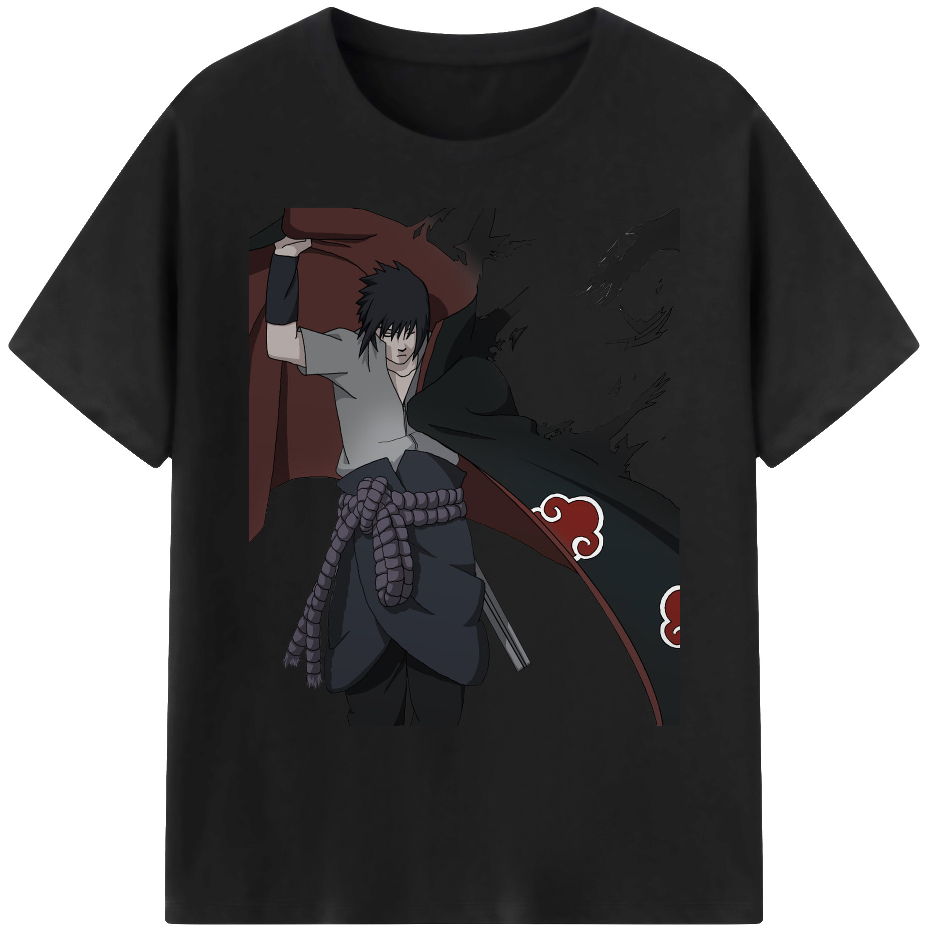 （画像用） NARUTO -ナルト- うちは サスケ Uchiha Sasuke 綿100％ メンズ半袖Tシャツ｜肌触りやわらか＆通気性