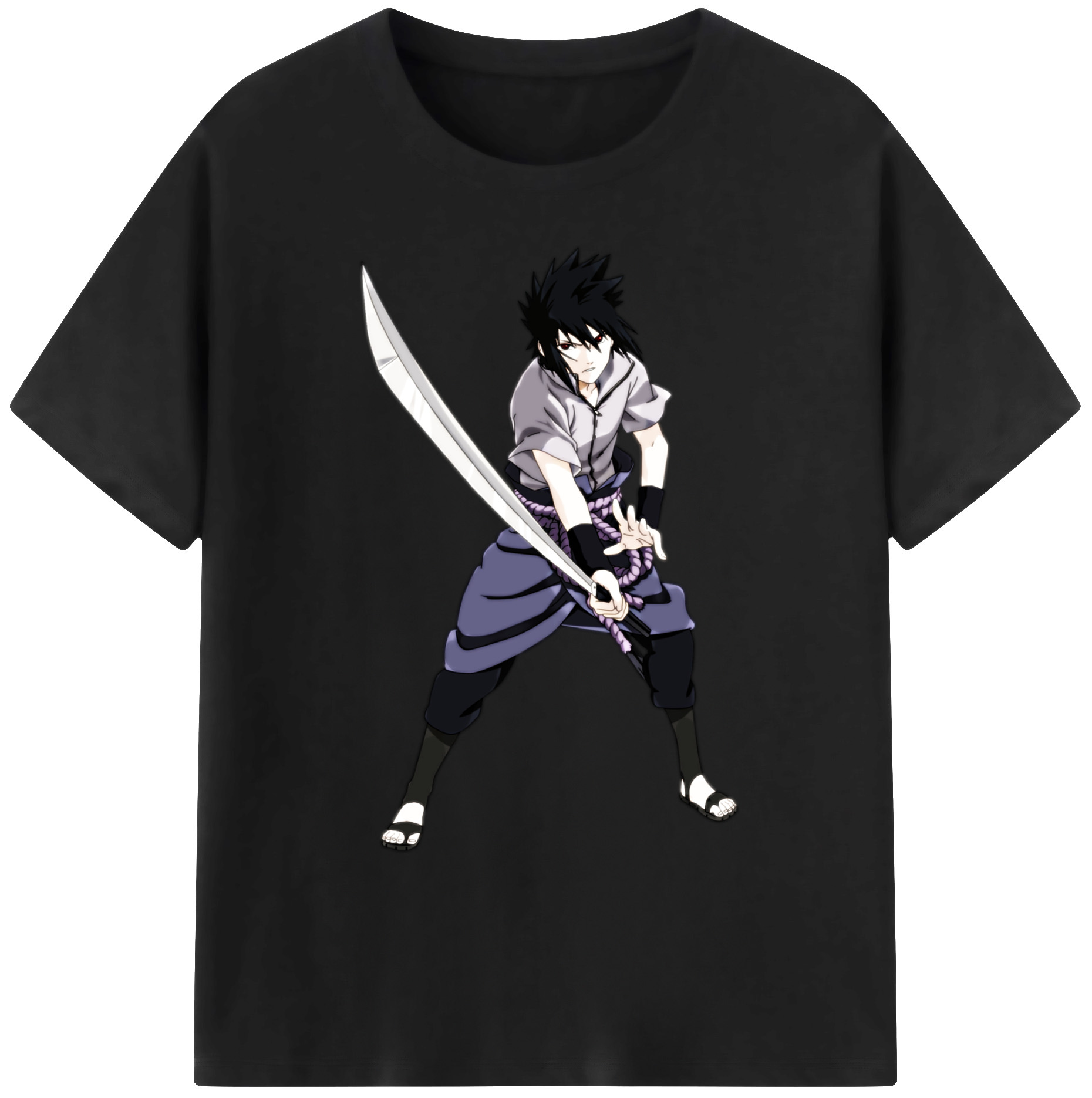 （画像用） NARUTO -ナルト- うちは サスケ Uchiha Sasuke 綿100％ メンズ半袖Tシャツ｜肌触りやわらか＆通気性