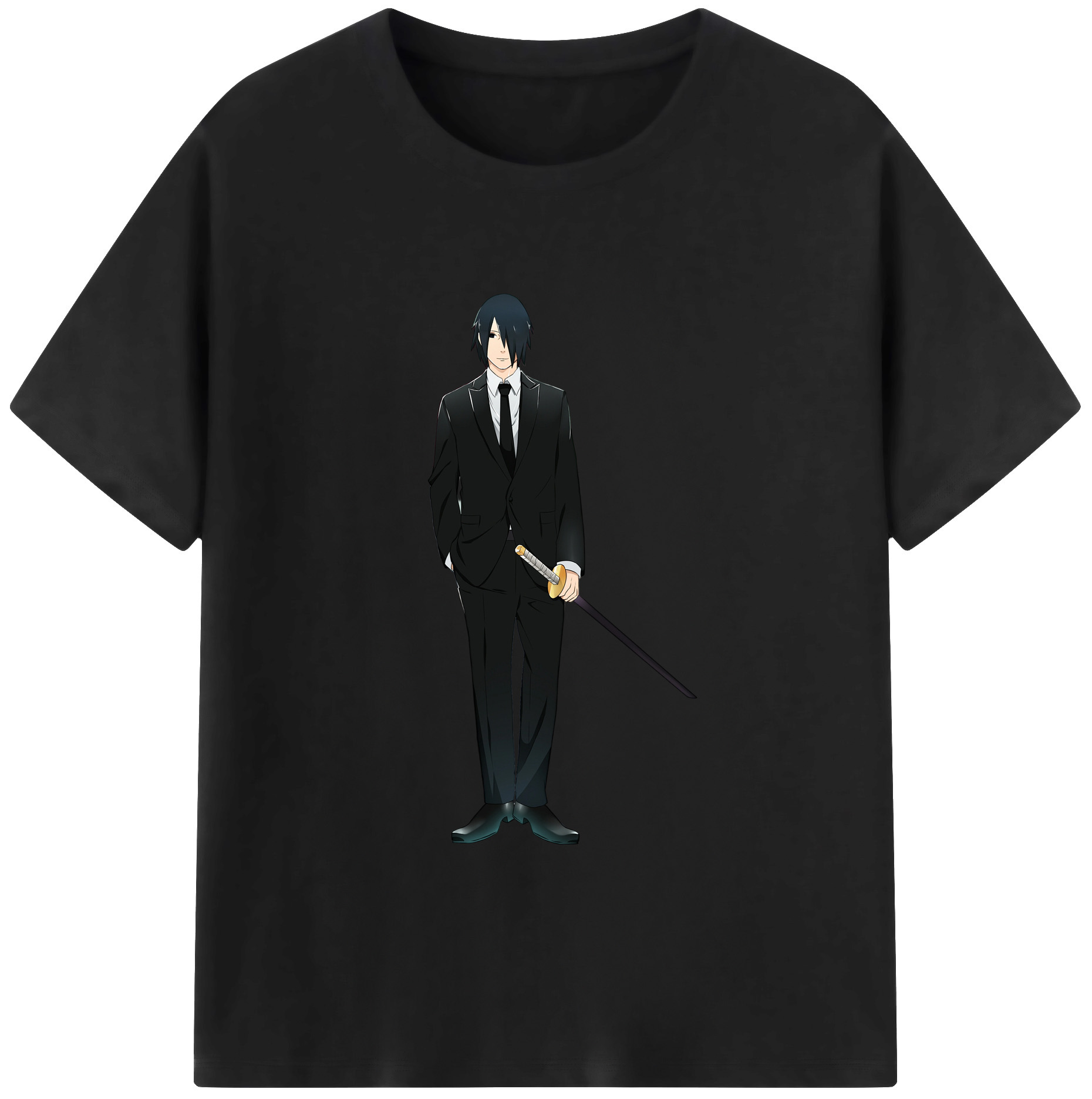 （画像用） NARUTO -ナルト- うちは サスケ Uchiha Sasuke 綿100％ メンズ半袖Tシャツ｜肌触りやわらか＆通気性