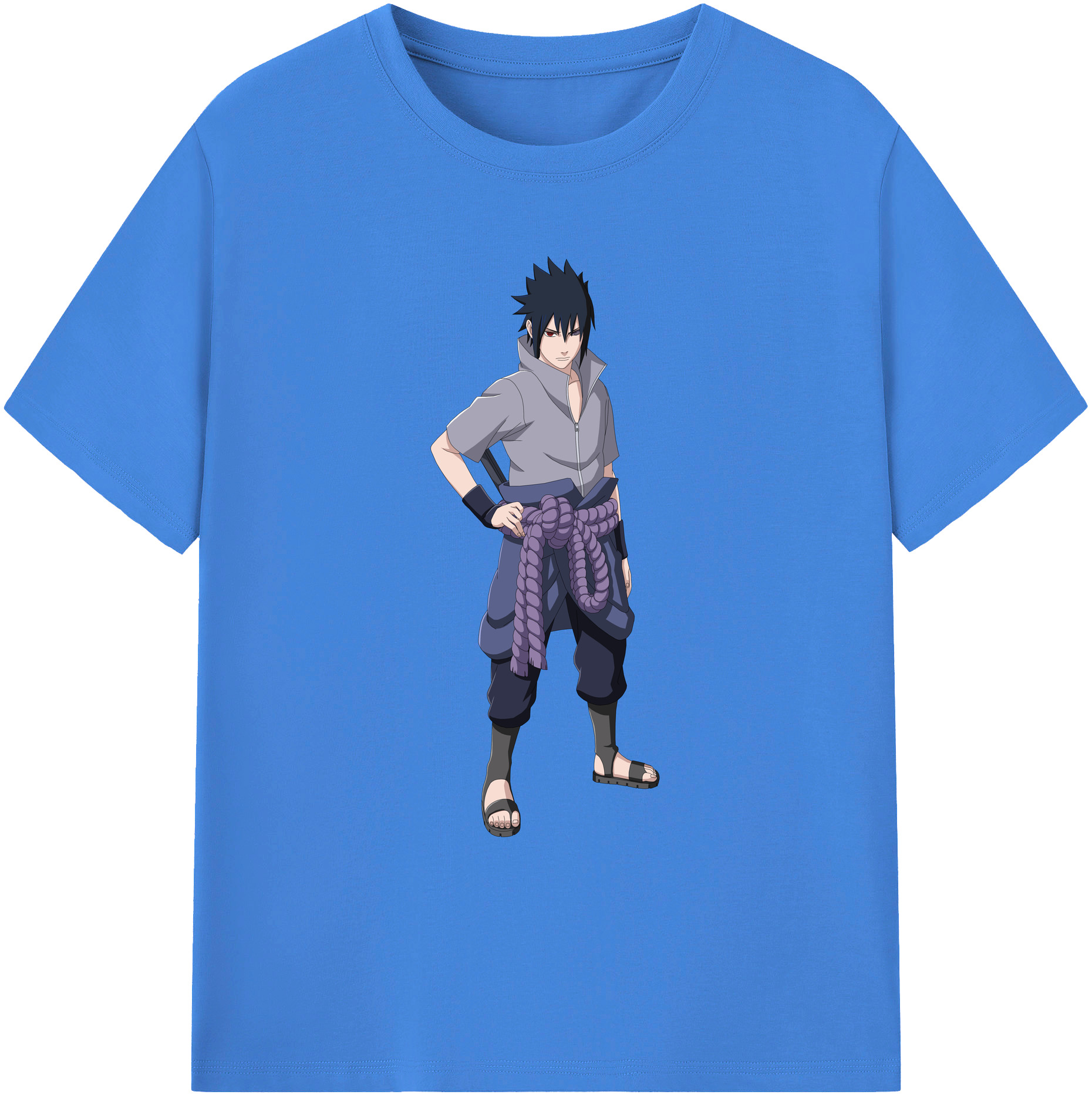 （画像用） NARUTO -ナルト- うちは サスケ Uchiha Sasuke 綿100％ メンズ半袖Tシャツ｜肌触りやわらか＆通気性
