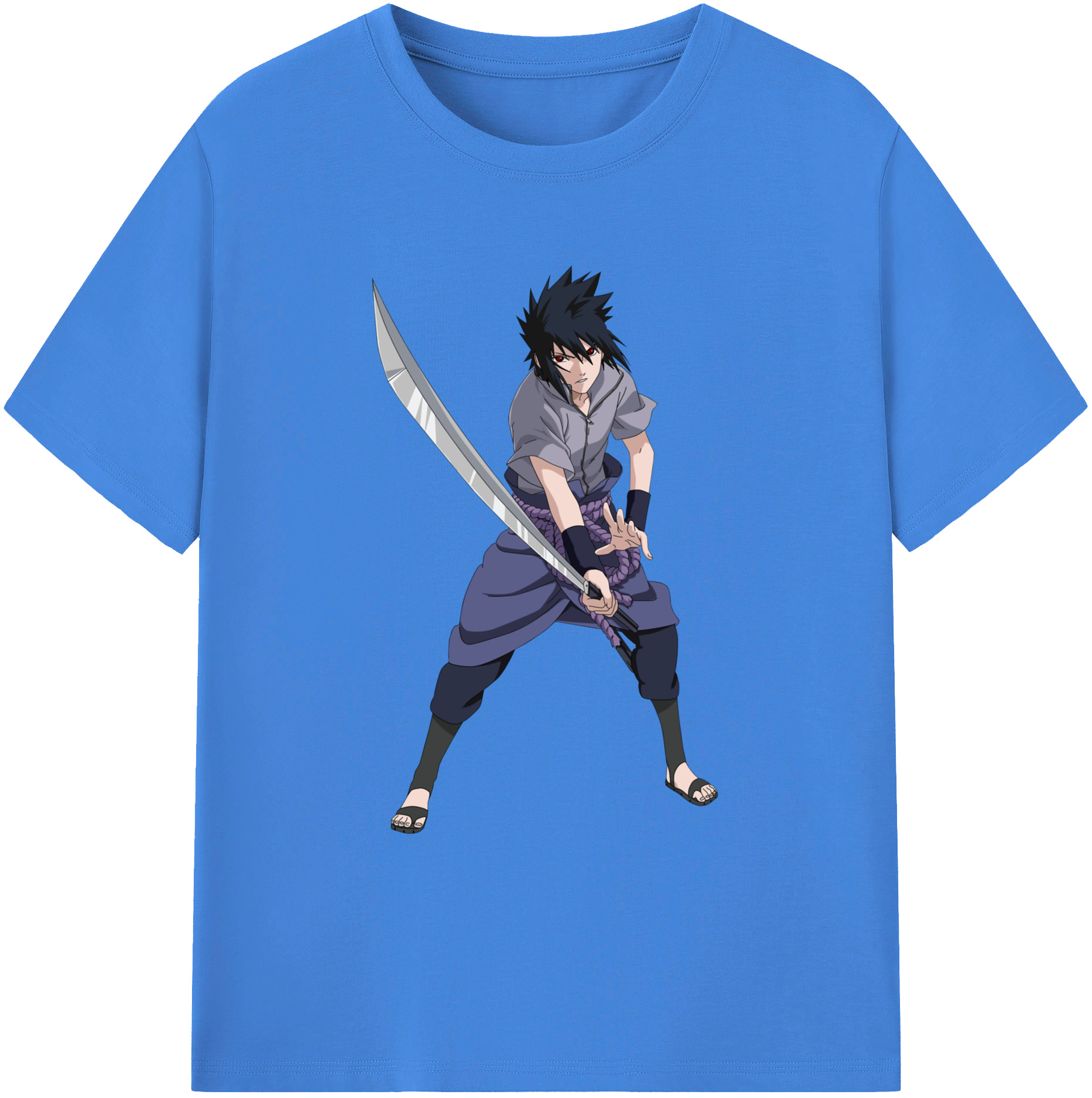 （画像用） NARUTO -ナルト- うちは サスケ Uchiha Sasuke 綿100％ メンズ半袖Tシャツ｜肌触りやわらか＆通気性