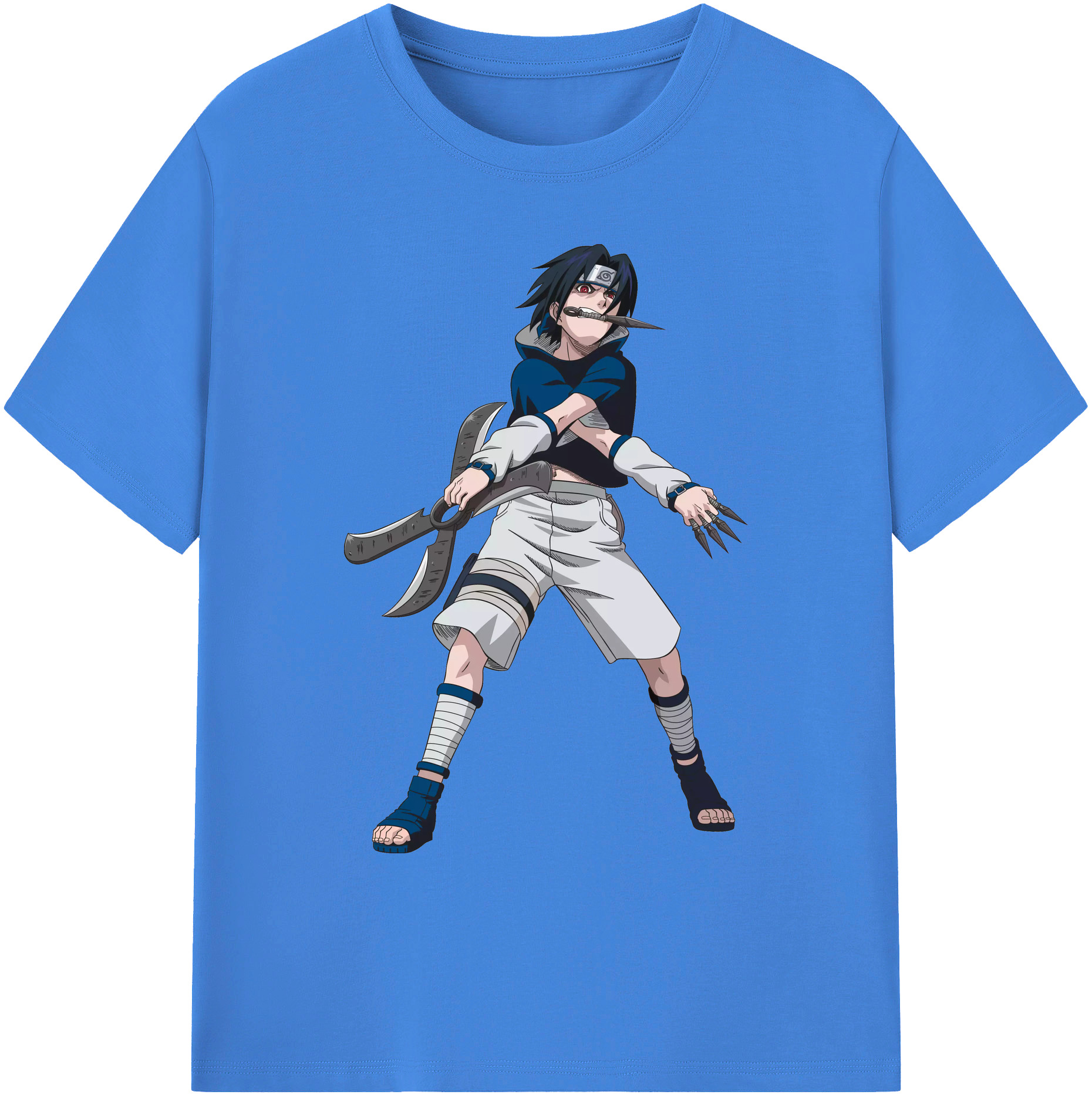 （画像用） NARUTO -ナルト- うちは サスケ Uchiha Sasuke 綿100％ メンズ半袖Tシャツ｜肌触りやわらか＆通気性