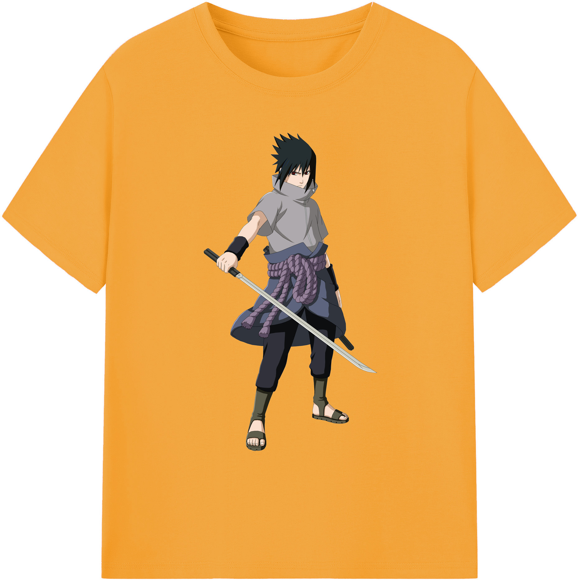 （画像用） NARUTO -ナルト- うちは サスケ Uchiha Sasuke 綿100％ メンズ半袖Tシャツ｜肌触りやわらか＆通気性