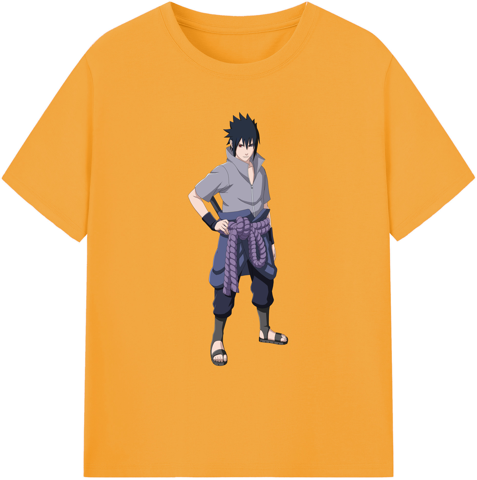 （画像用） NARUTO -ナルト- うちは サスケ Uchiha Sasuke 綿100％ メンズ半袖Tシャツ｜肌触りやわらか＆通気性