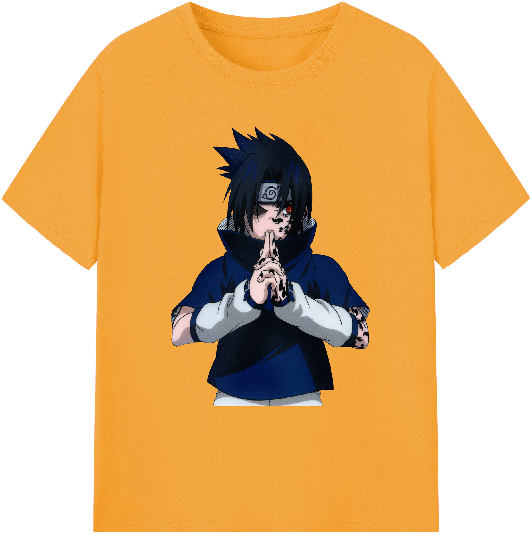（画像用） NARUTO -ナルト- うちは サスケ Uchiha Sasuke 綿100％ メンズ半袖Tシャツ｜肌触りやわらか＆通気性