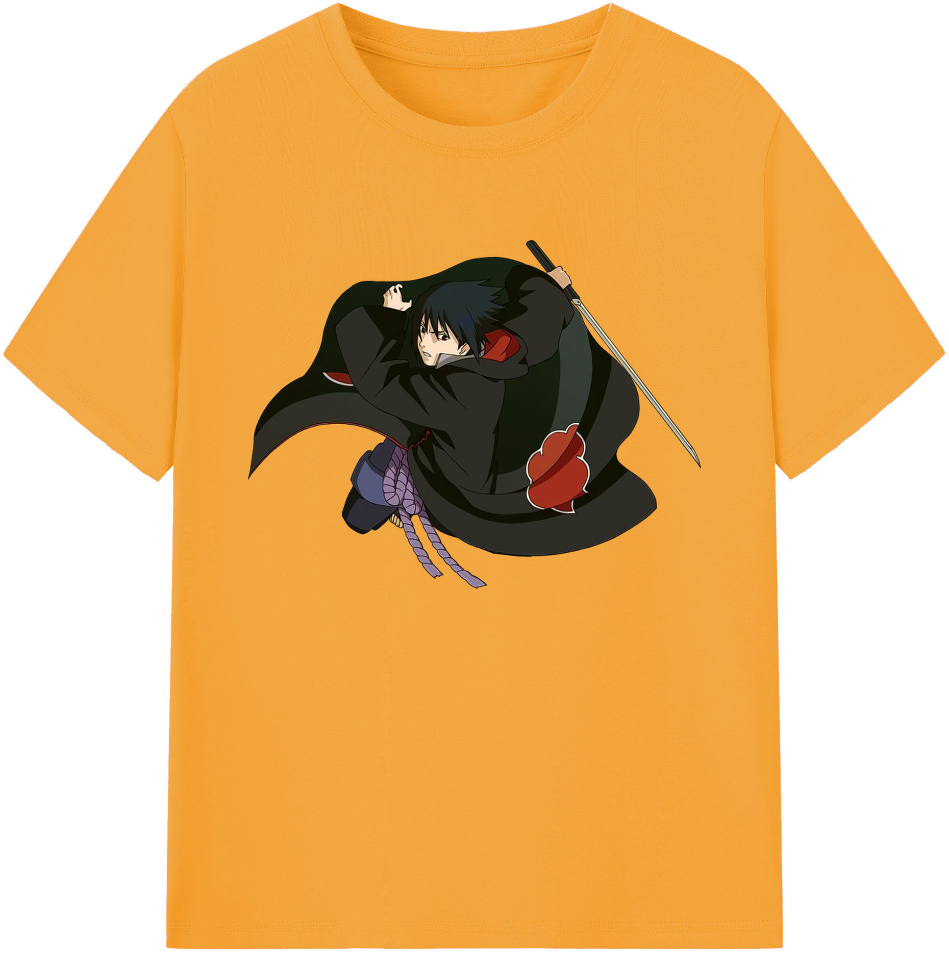 （画像用） NARUTO -ナルト- うちは サスケ Uchiha Sasuke 綿100％ メンズ半袖Tシャツ｜肌触りやわらか＆通気性