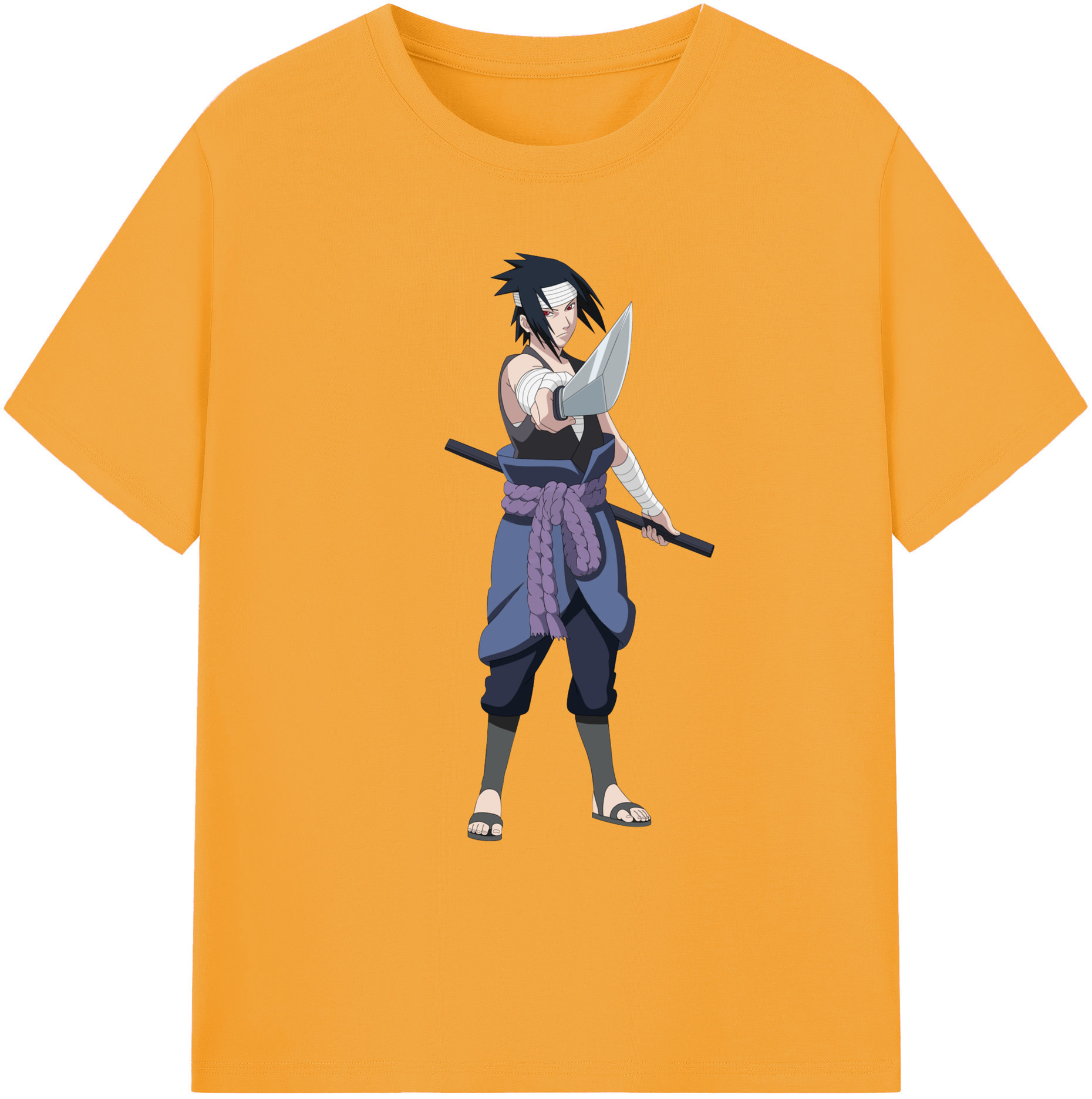 （画像用） NARUTO -ナルト- うちは サスケ Uchiha Sasuke 綿100％ メンズ半袖Tシャツ｜肌触りやわらか＆通気性
