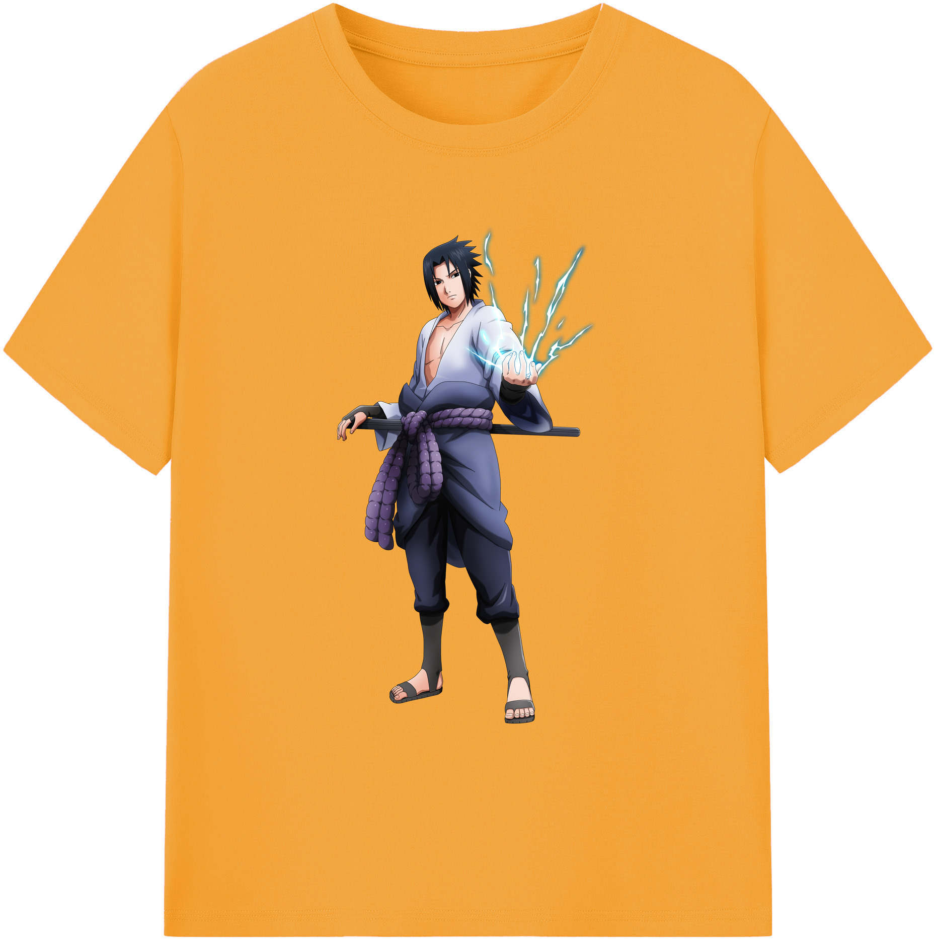 （画像用） NARUTO -ナルト- うちは サスケ Uchiha Sasuke 綿100％ メンズ半袖Tシャツ｜肌触りやわらか＆通気性