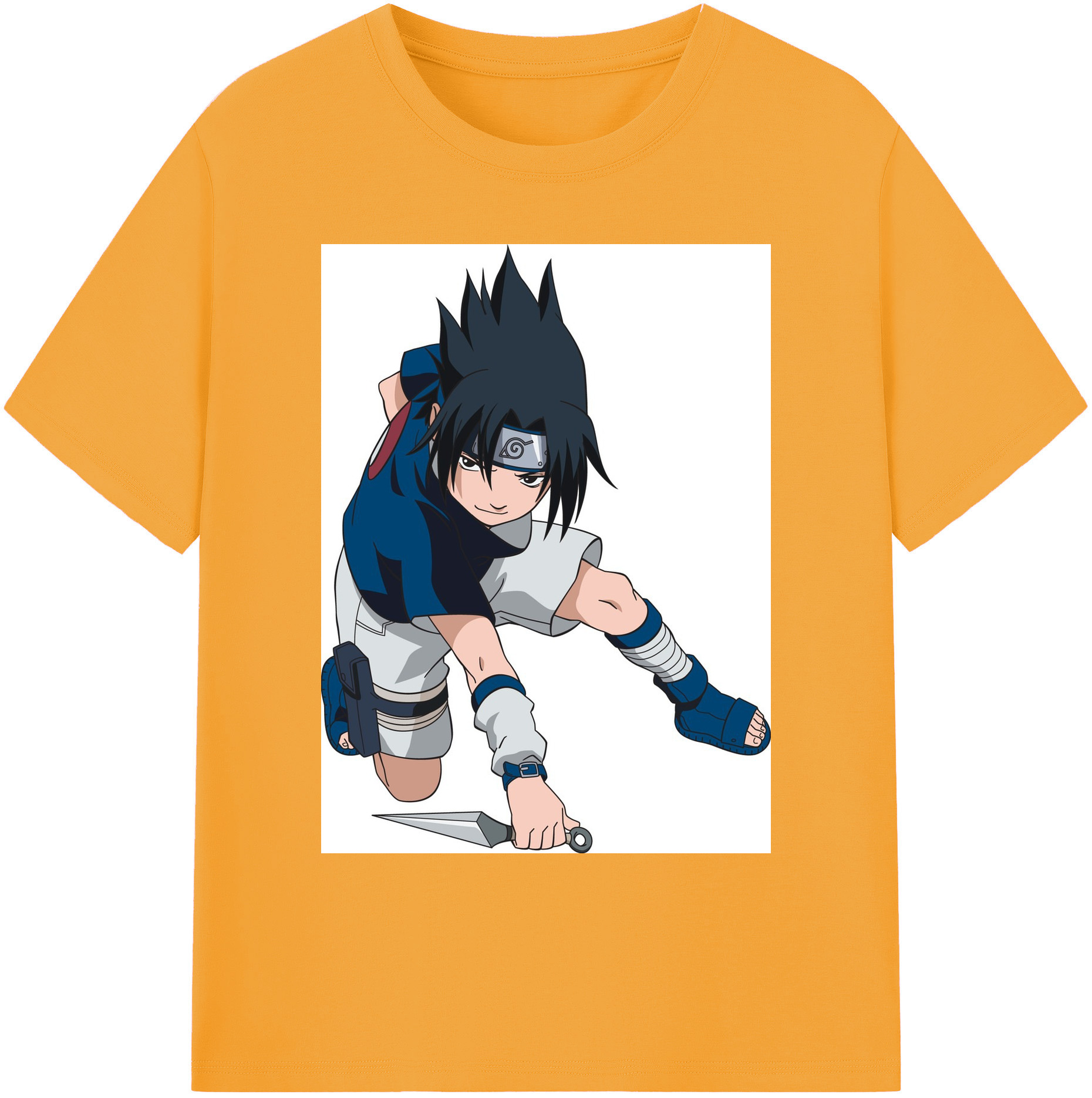 NARUTO -ナルト- うちは サスケ Uchiha Sasuke 綿100％ メンズ半袖Tシャツ｜肌触りやわらか＆通気性