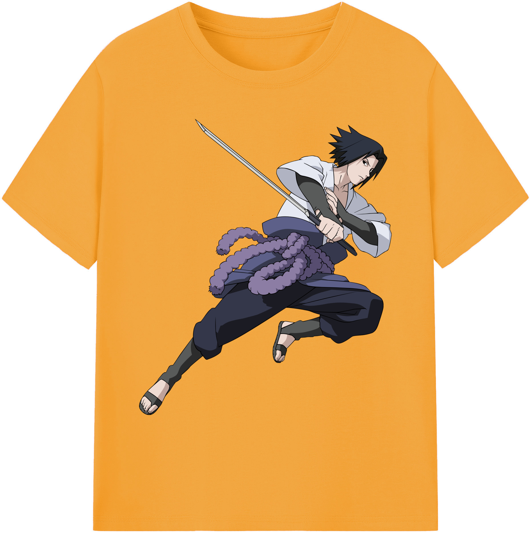 （画像用） NARUTO -ナルト- うちは サスケ Uchiha Sasuke 綿100％ メンズ半袖Tシャツ｜肌触りやわらか＆通気性